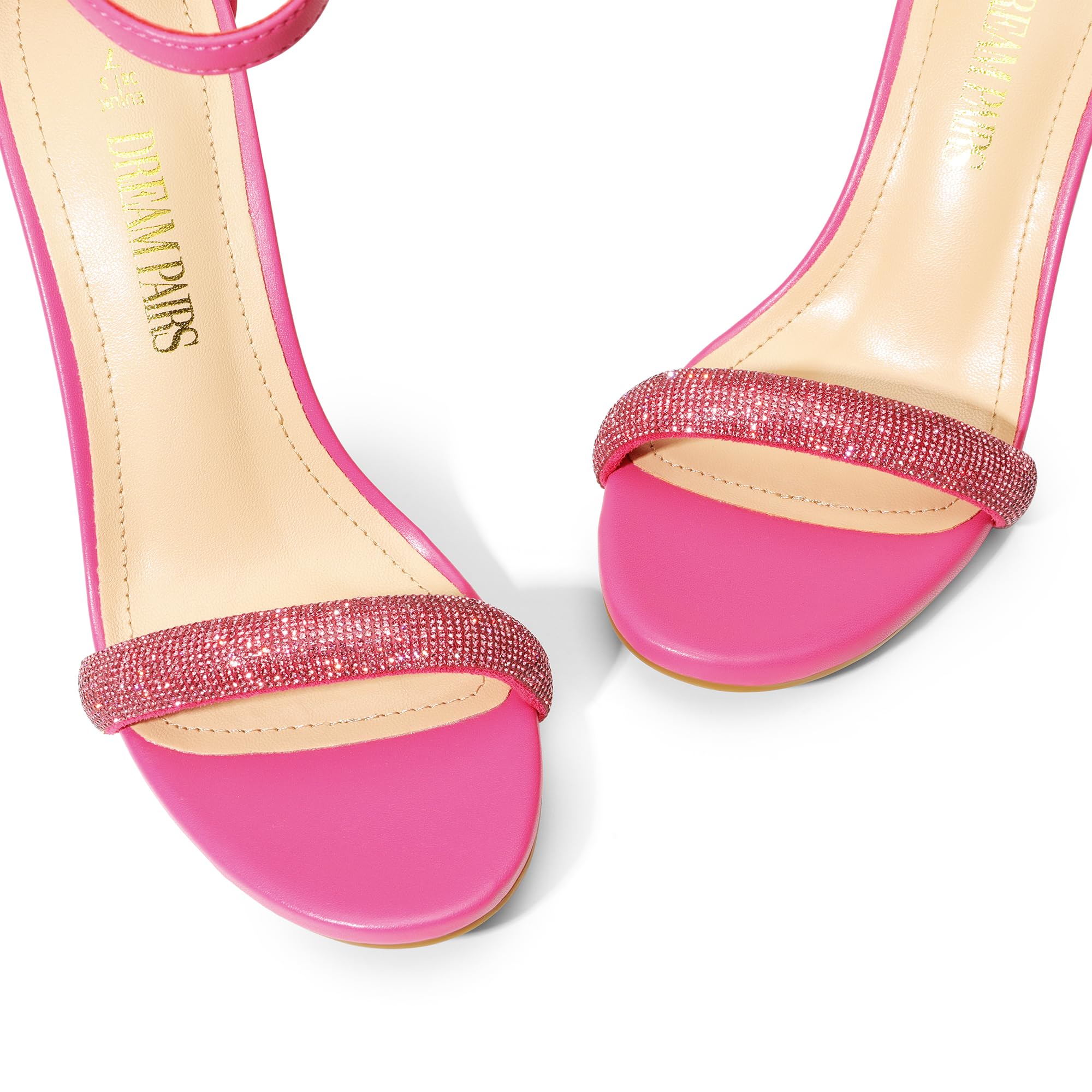 DREAM PAIRS Women's Open Toe High Heels Stiletto Heeled Sandals Sexy Dressy Shoes: 7.5 Hot Pink-rhinestone