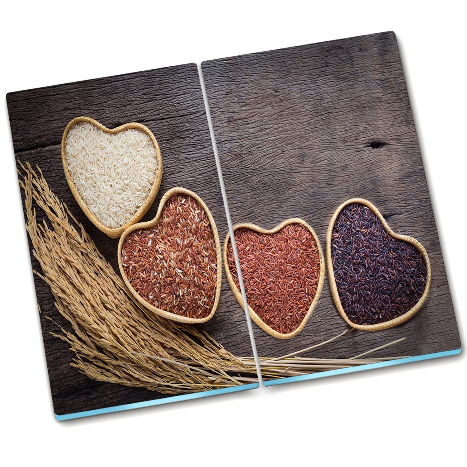Plaque de protection en verre 2x30x52 cm Décormat pour protége-panneau cuisine motif riz