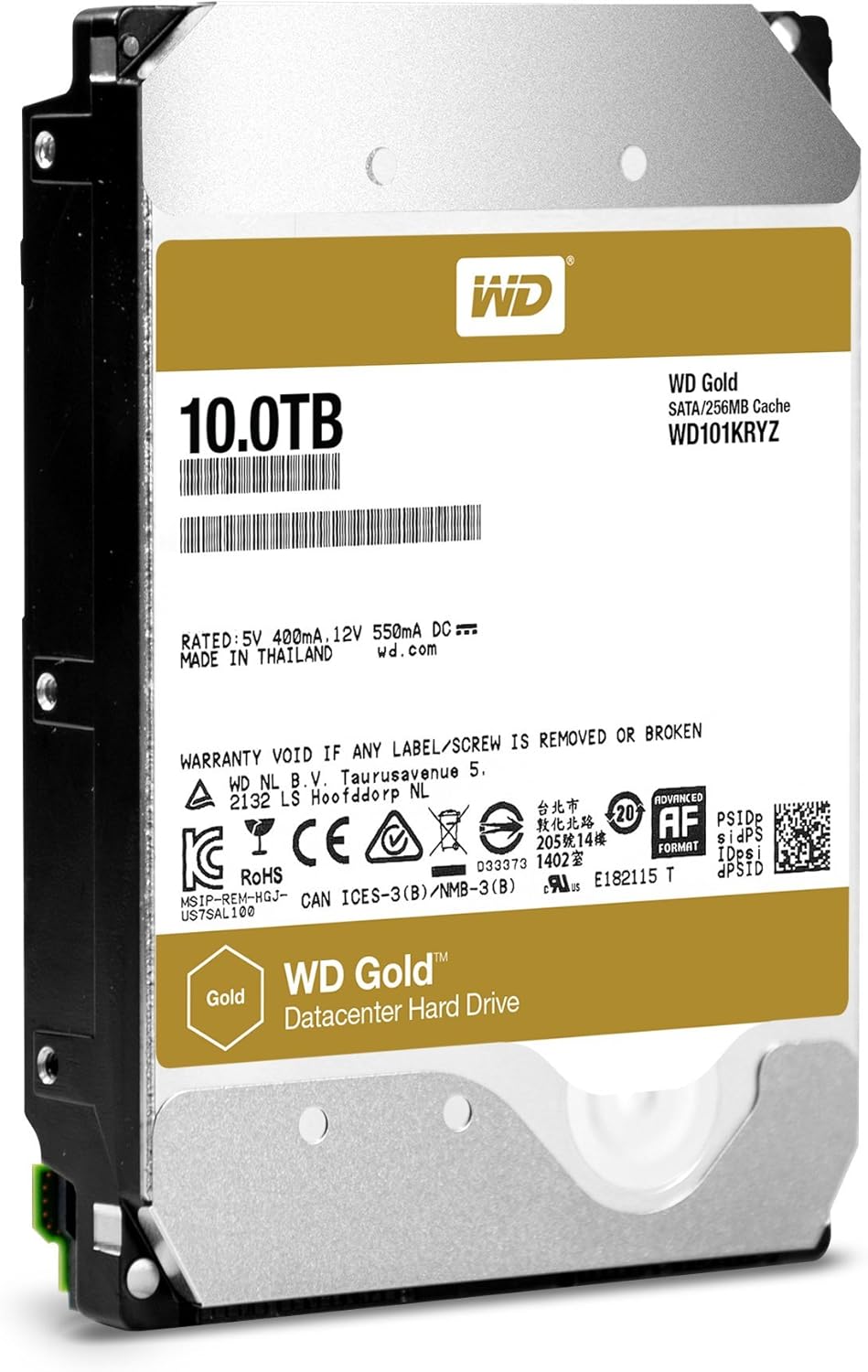WD 10TB Datacenter Hard Disk Drive - 7200 RPM Class SATA 6 Gb/s 128MB Cache 3.5in, Gold (WD101KRYZ) (Renewed)