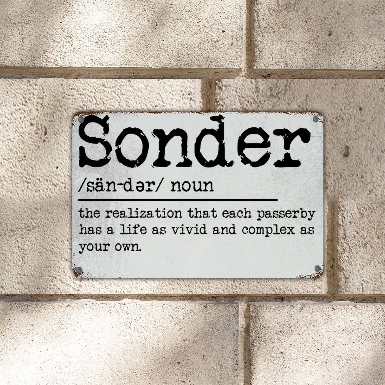 Sonder Definition Metal Tin Signs Word Description Metal Tin Sign Personalized Antique Wall Art Metal Sign Decoration for Kitchen Home Bar Club Restaurant 8x12in