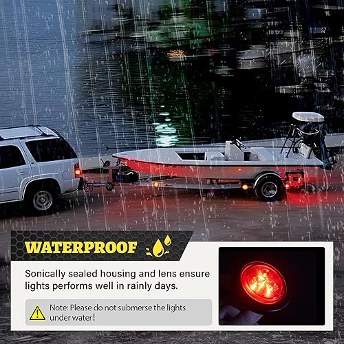 Miniatura 4 de Oyviny 5PCS Luces Marcadoras Laterales LED Redondas Rojas de 2 Pulgadas, Luces de Gálibo de Montaje Empotrado Impermeables de 2" para Camión Semi