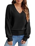 Womens V Neck Sweaters Dressy Casual Long Sleeve Tops Trendy Fall Clothes Pullover