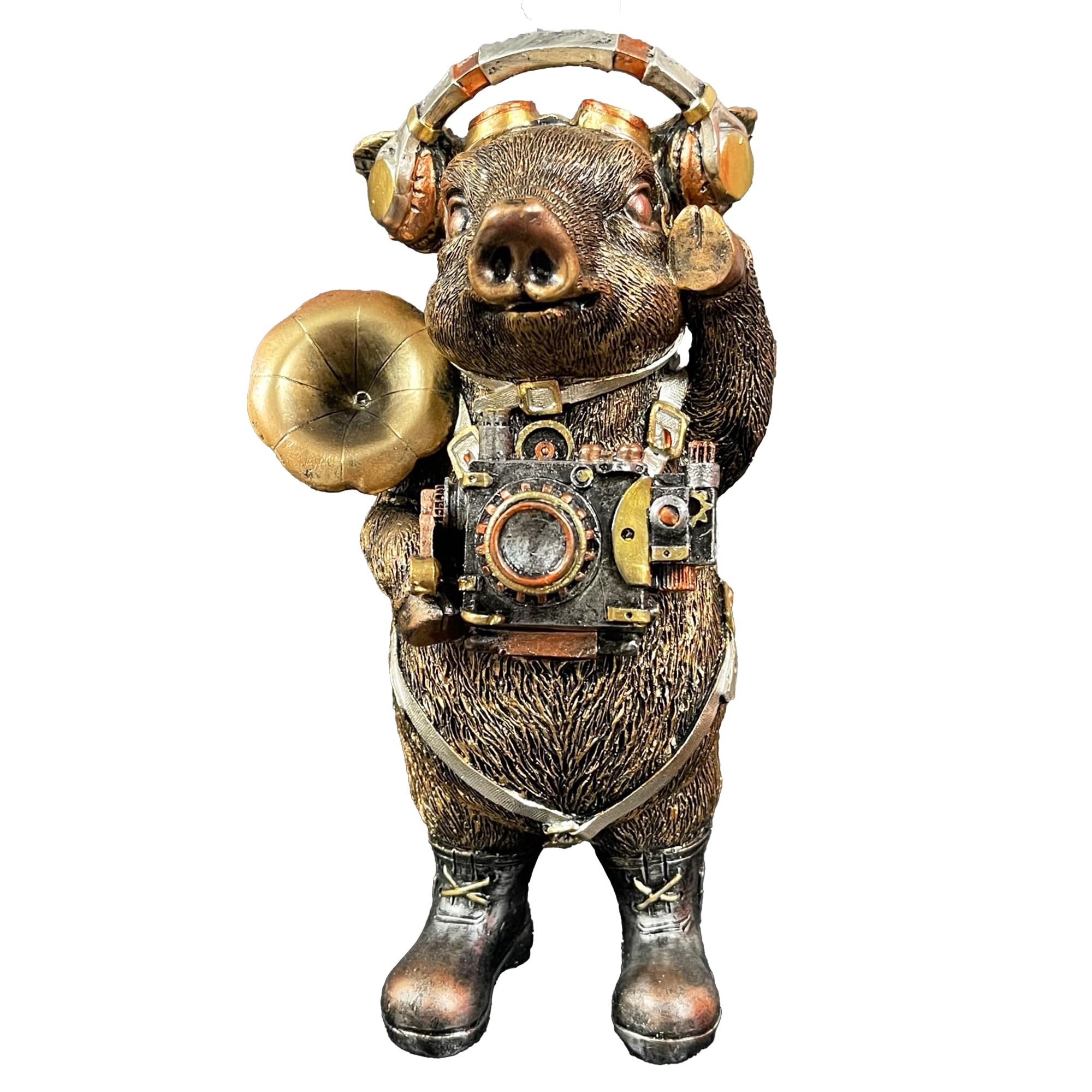 Darthome Gold Steampunk Pig Ornament Industrial Novelty Robot Farm Animal Figurine Gift 21Cm