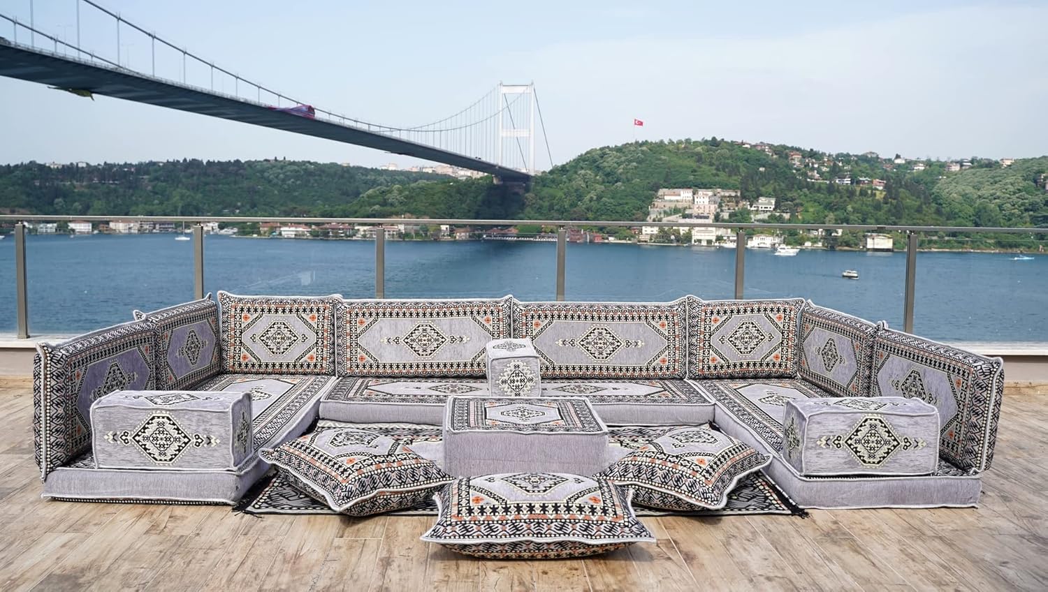 arabicsofa Gray Oriental Arabic Jalsa Floor Seating – Handmade Modular Floor Cushion