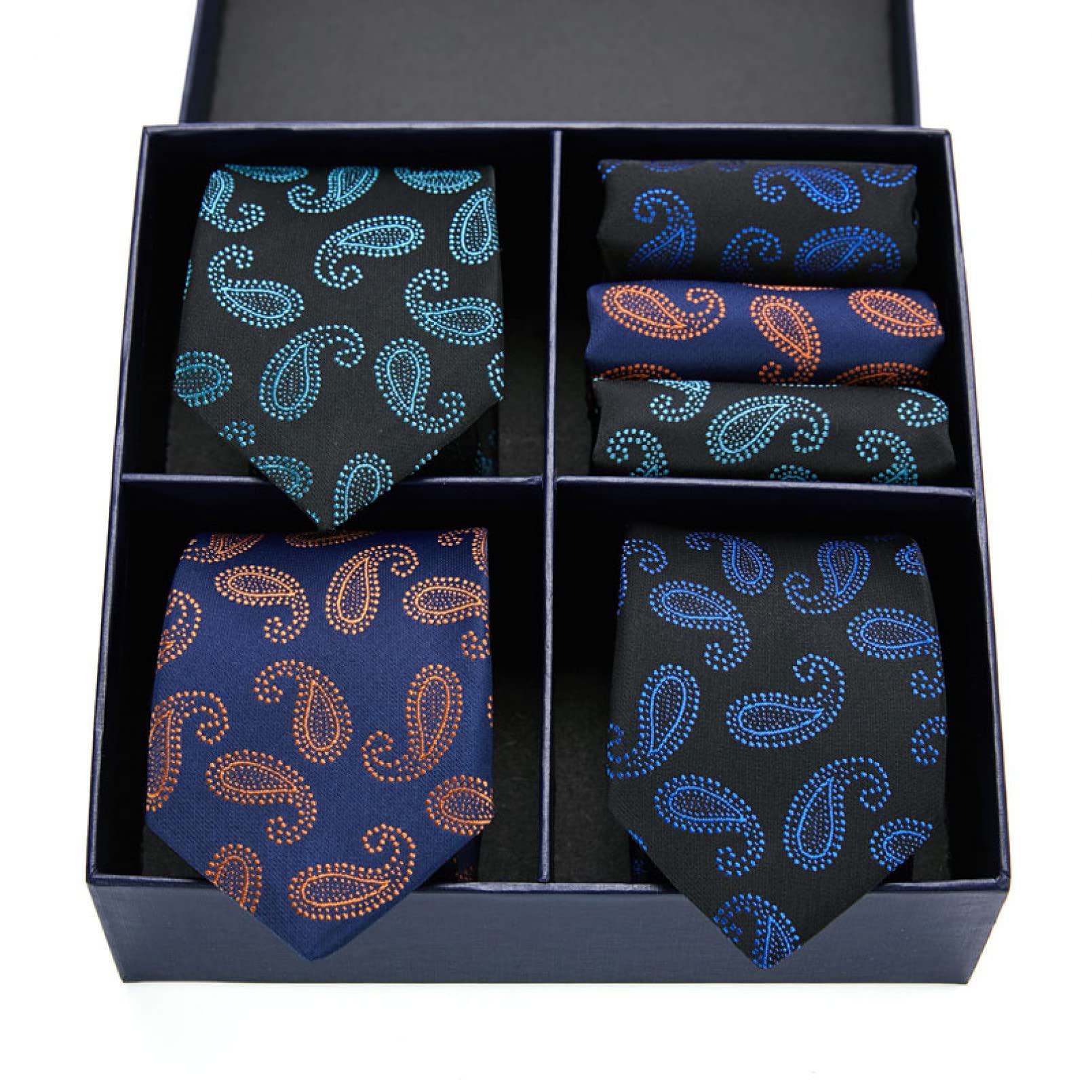 BAJIE Corbata para Hombre, Caja de Regalo de Seda de 3 Colores, Corbata, Bolsillo, Cuadrado, Corbata para Hombre, Conjunto de Boda