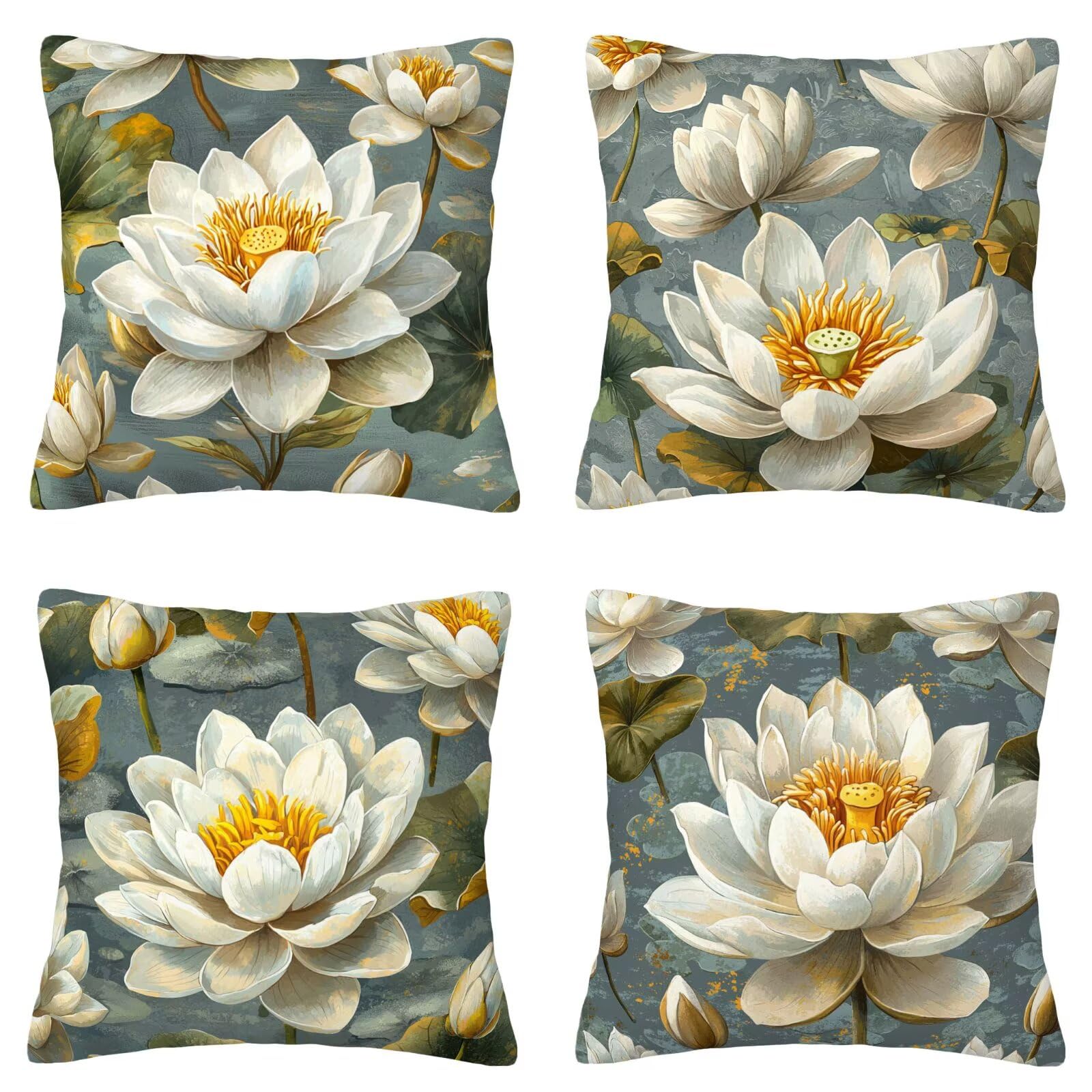 Taie oreiller 35x35cm et housse coussin canapé velours gris lotus C-88