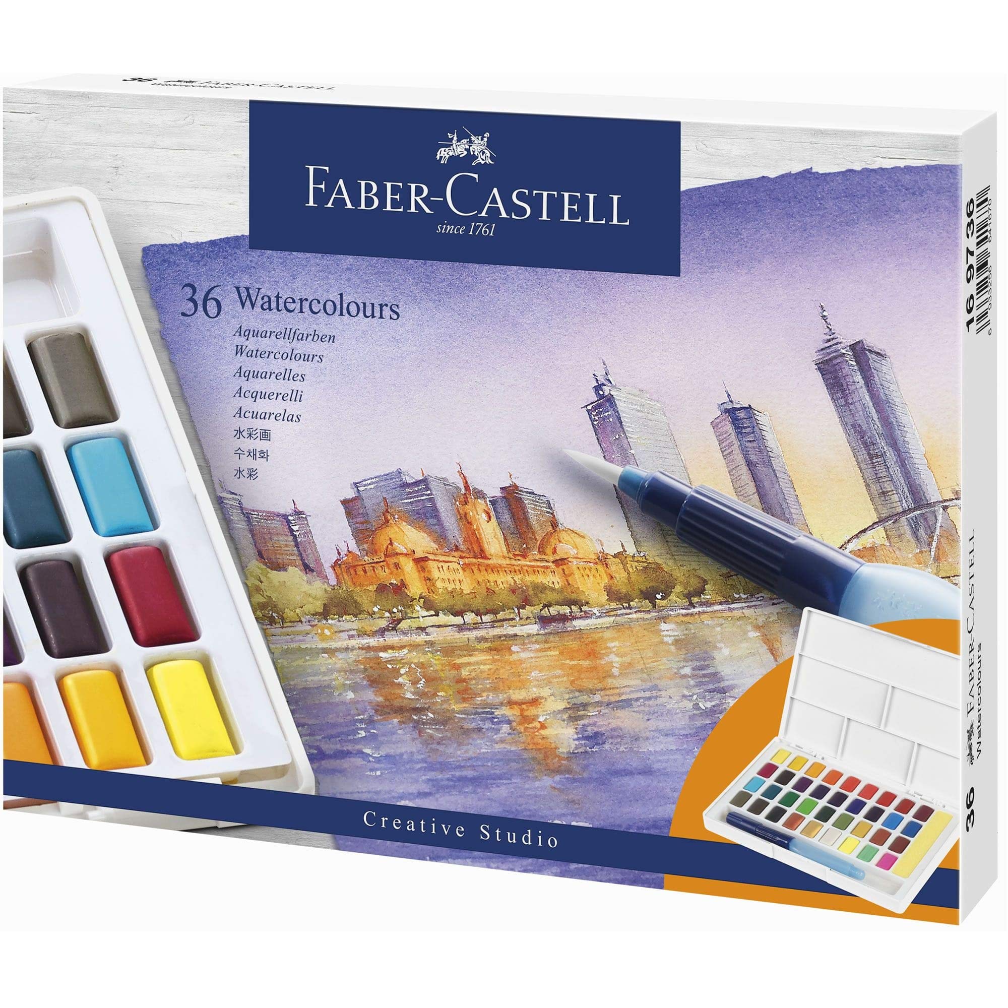 FABER-CASTELL - Set de acuarelas, caja de 36 colores