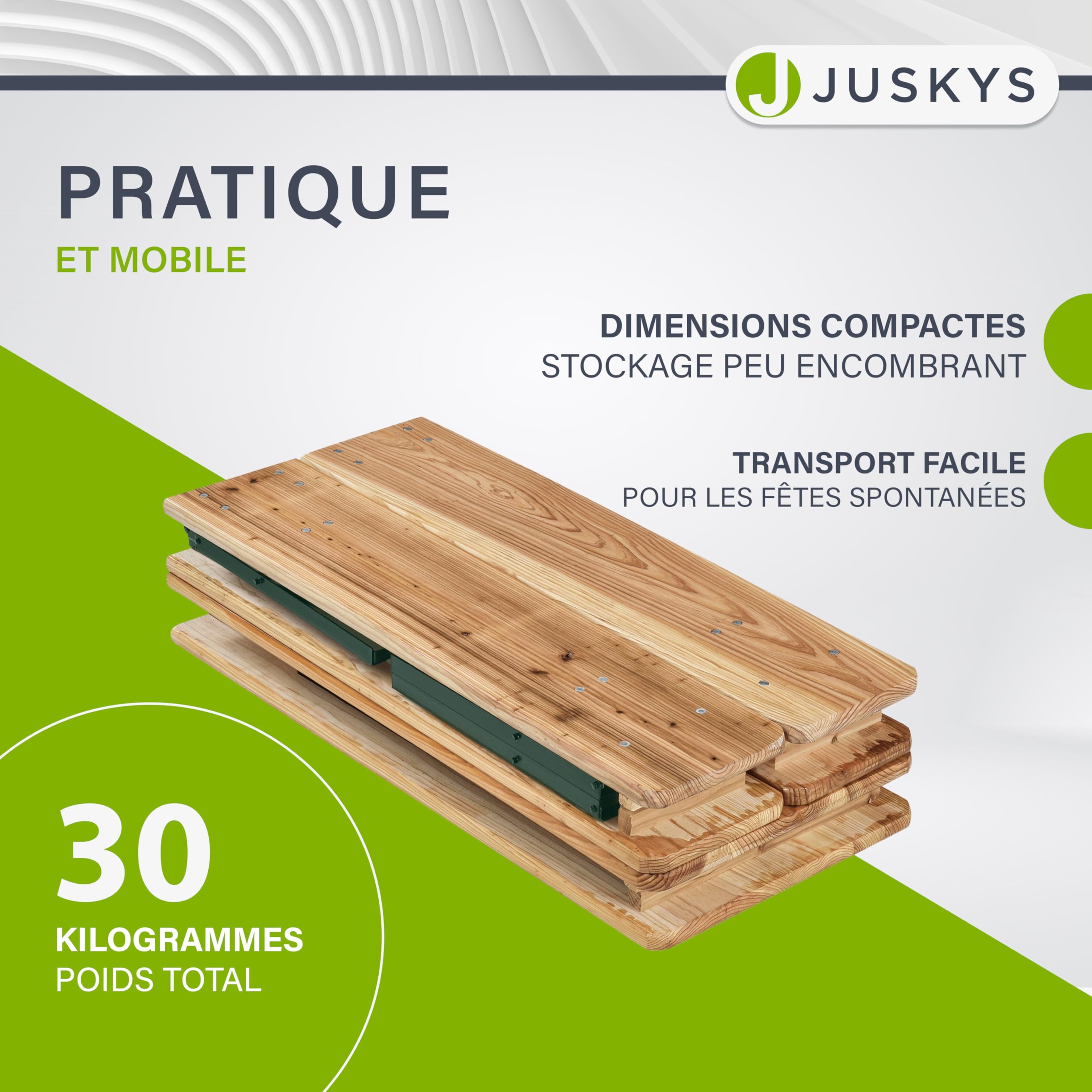 Juskys Ensemble Table et bancs de Brasserie - 3 pièces & Pliable - 220 x 50 x 77 cm - Table Pliante Exterieur & 2 bancs - Set de Meubles de Jardin en Bois de Sapin & Acier