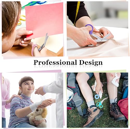 Miniatura 5 de Chumia Tijeras de acero inoxidable, 3 unidades, tamaño compacto, tamaño de bolsillo, tijeras de enfermería con 3 carretes retráctiles, tijeras de