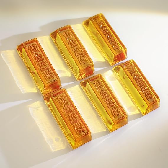 YU FENG 6 Pack 2.5 Inch Golden Bar Figurines, Crystal Glass Wealth Decor