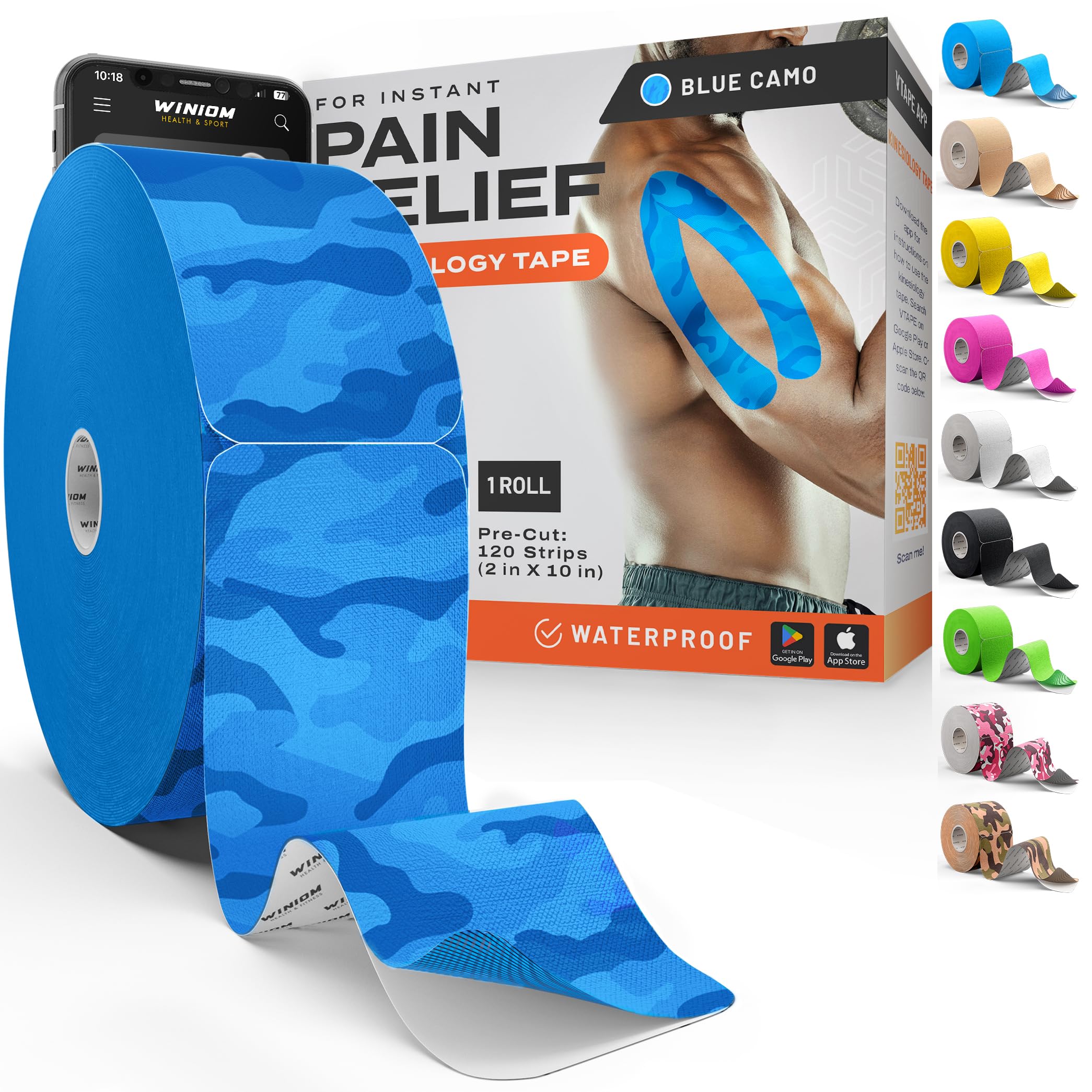 Precut Kinesiology Tape - Waterproof Athletic Tape Roll, 2"x100ft