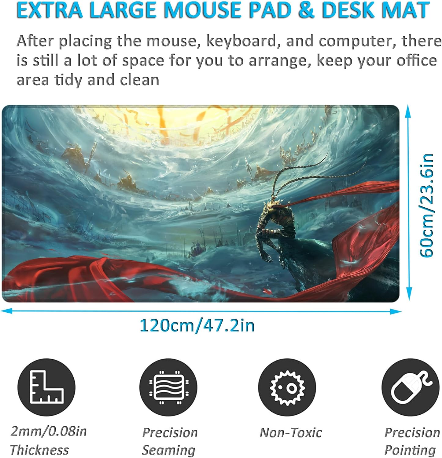 LL-COEUR XXL Gaming Mouse Pad Computer Keyboard Mat Office Desk Mat 120 x 60 cm (Colour 4, 1200 x 600 x 3 mm)