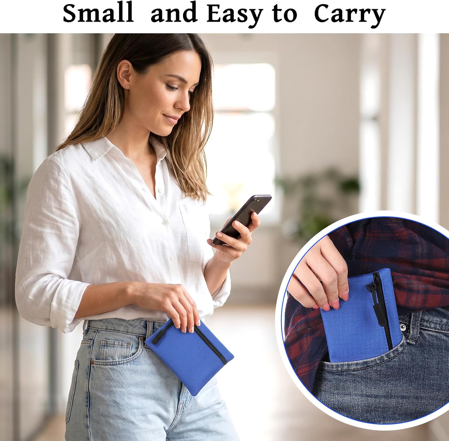 4 PCS Zipper Coin Purse, Oxford Cloth Mini Zipper Pouch, Mini Coin Purse, Portable Change Purses, Small Makeup Bag, Small Organizer Bags for Women (4 Colors, 4.7x3.4 Inch)
