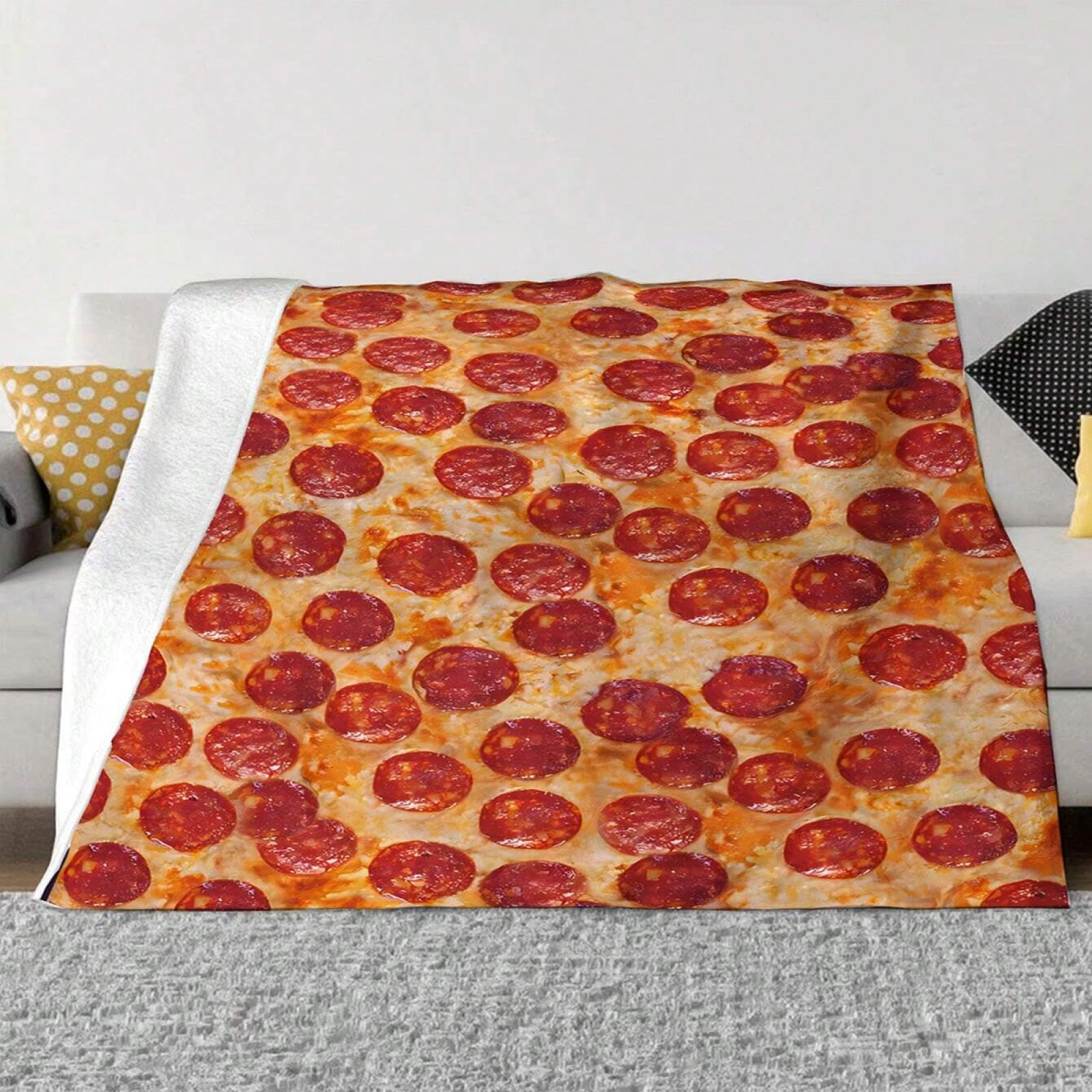 Couverture pizza en flanelle 80x80cm plaid moelleux pour voyage et lit