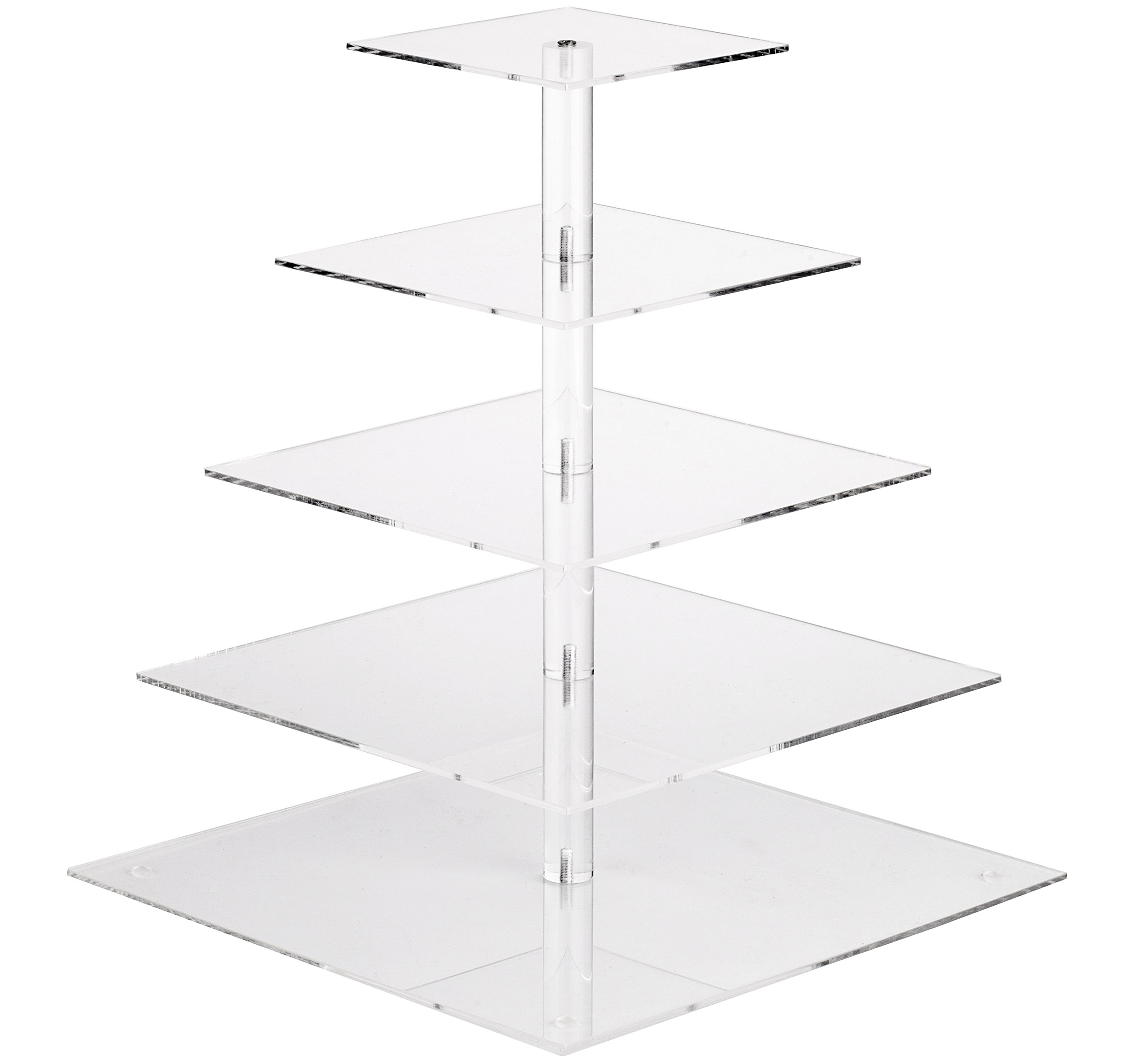 YestBuy Cupcake Stand,5 Tier Large Cupcake Holder, Square Cupcake Tower Tree, Clear Cake Stand, Dessert Pastry Display Stand for Wedding, Party, Birthday