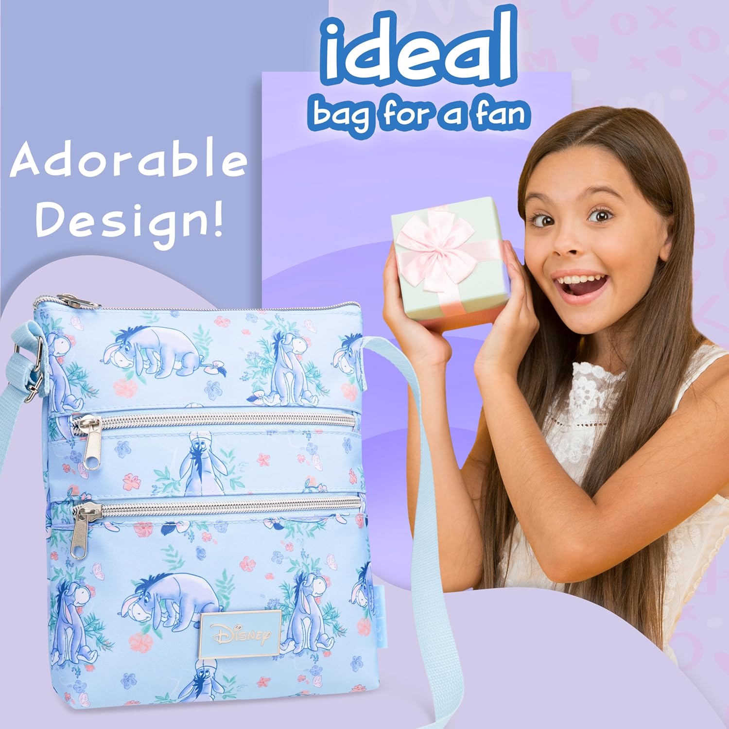 Disney Stitch Girls Purse Cross Body Bag for Kids Teens Women Shoulder Bag with Adjustable Strap Fashion Handbag Stitch Gifts (Blue, Eeyore) - Image 3