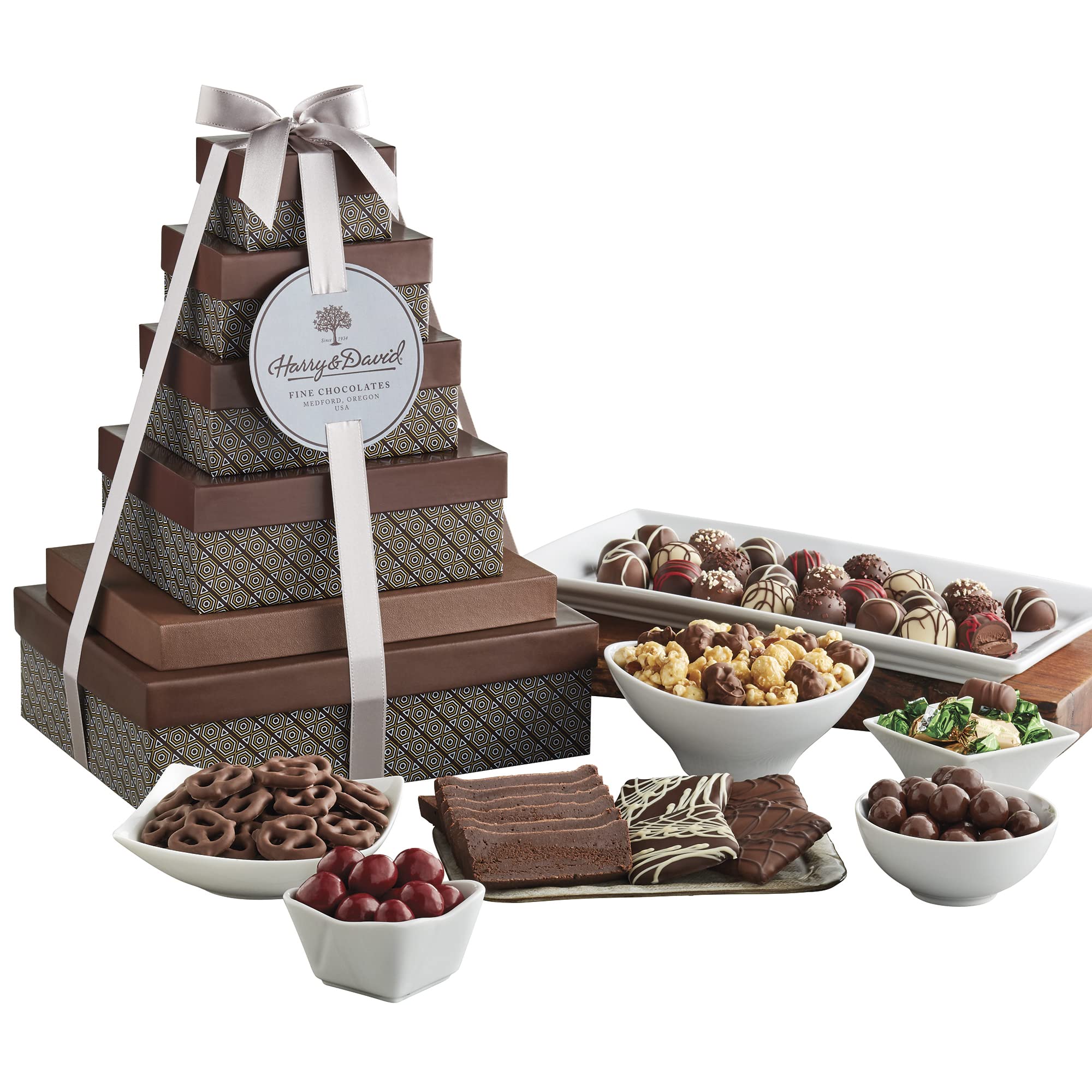 Harry & David Tower Of Chocolates Deluxe Gift, Chocolates, Gift Box, Assorted Flavors, Milk And Dark Chocolate