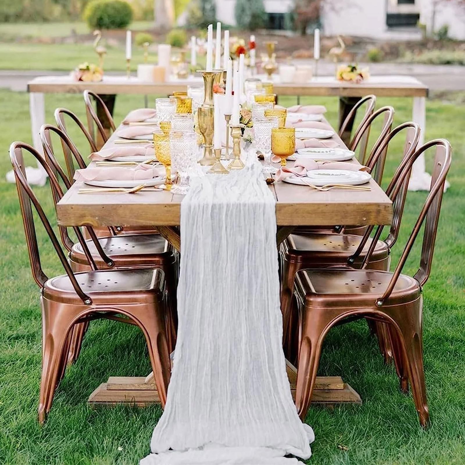 Runner Da Tavolo In Chiffon YUNSHANGHE - 70x300 Cm, Lavabile, Per Matrimoni E Eventi - Foto 13