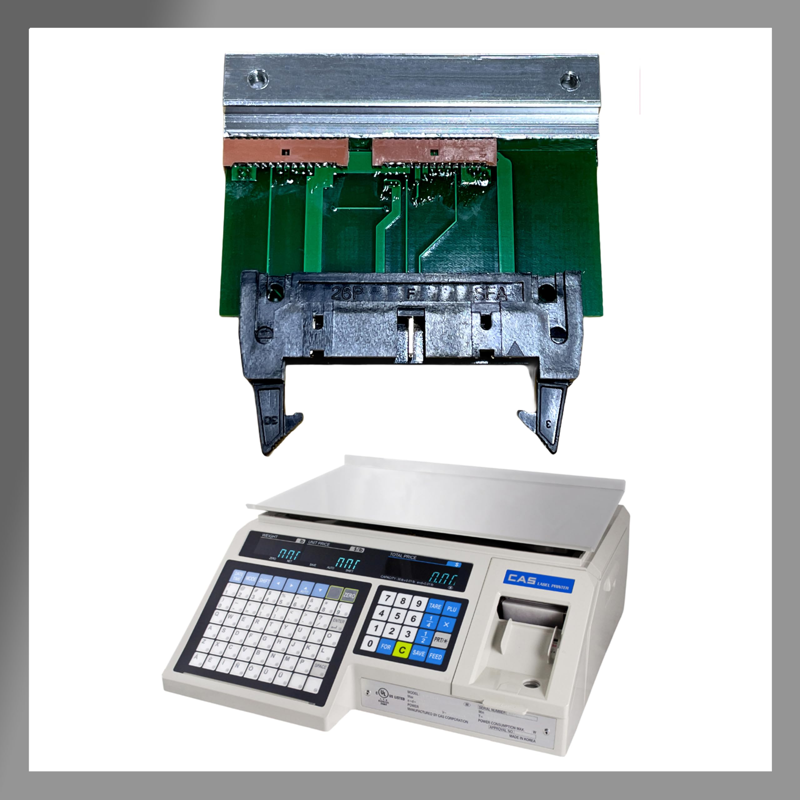 Pokanic Thermal Head Printer Replacement Part Compatible with CAS LP-1000N, LP-1000NP, LP1000N Bench and Pole Series Scale, Weight Printing Clear