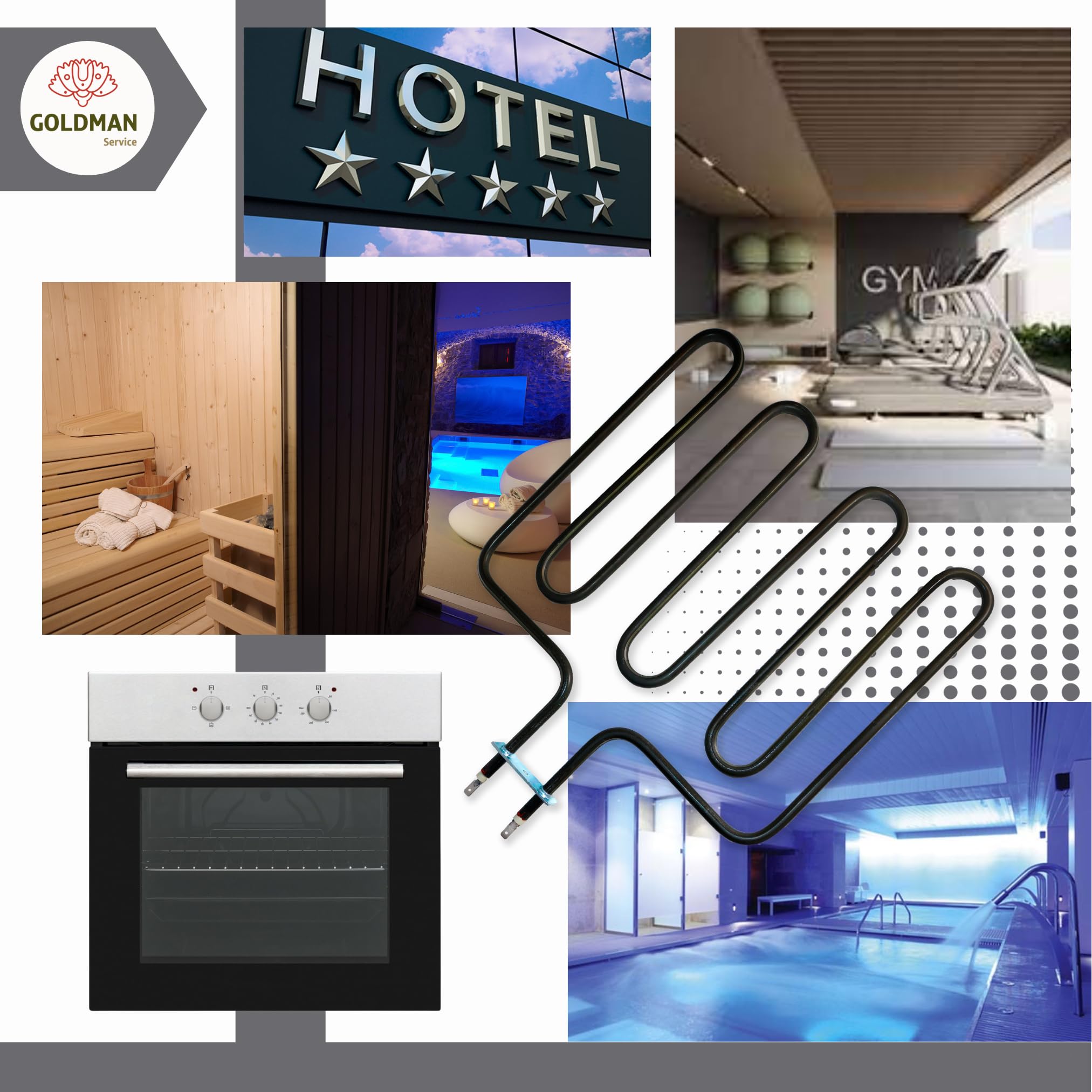 Résistance pour poêle à sauna 2000 W 300 x 330 mm compatible SPA hôtel