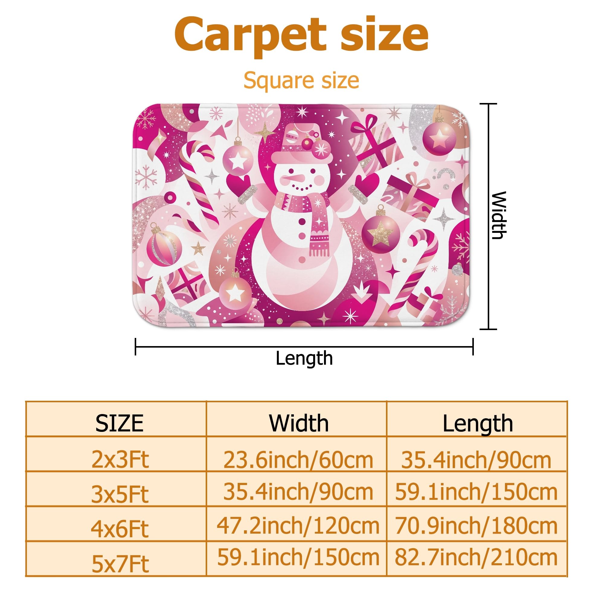 Peach Snow Man Christmas Decor Area Tappeto 5' X 7'
