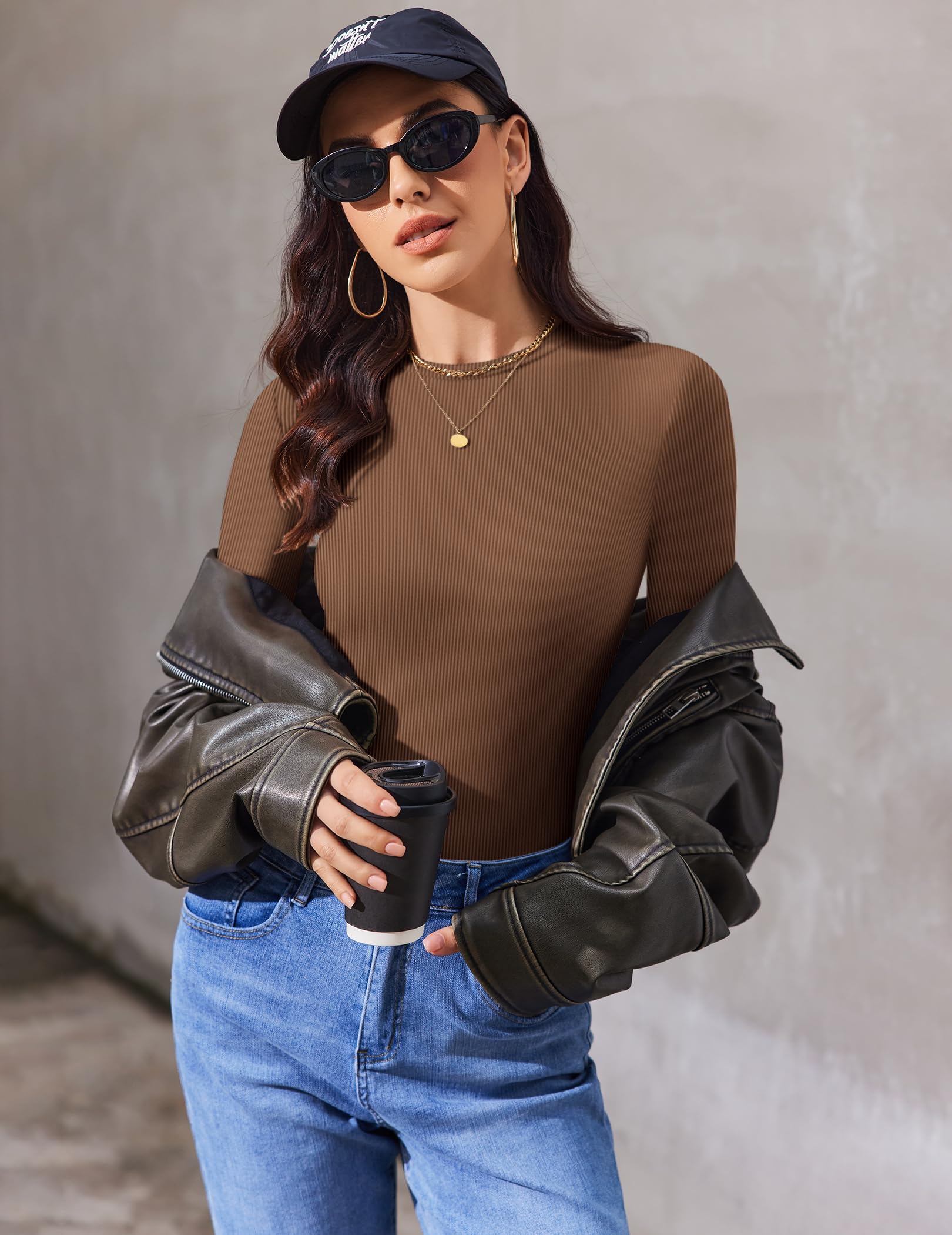 Ekouaer Maglia Termica Donna da 3 Manica Lunga Girocollo Intimo Termico Maglietta Inverno Top, S-XXL