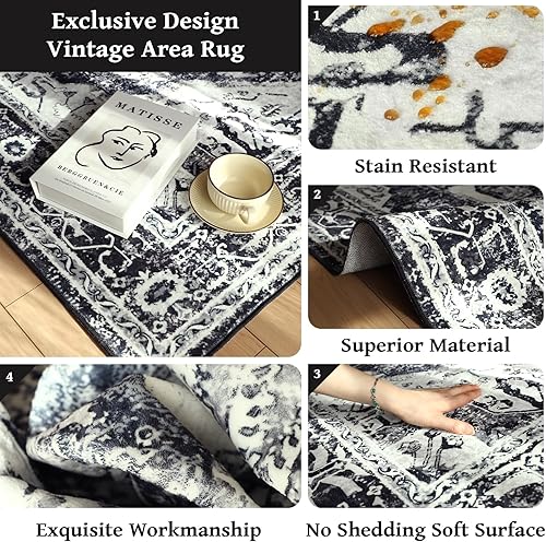 Miniatura 6 de QD-Udreamy Alfombras de área de 8 x 10 pies, lavables a máquina, con parte trasera antideslizante, resistentes a las manchas, alfombra de medallón