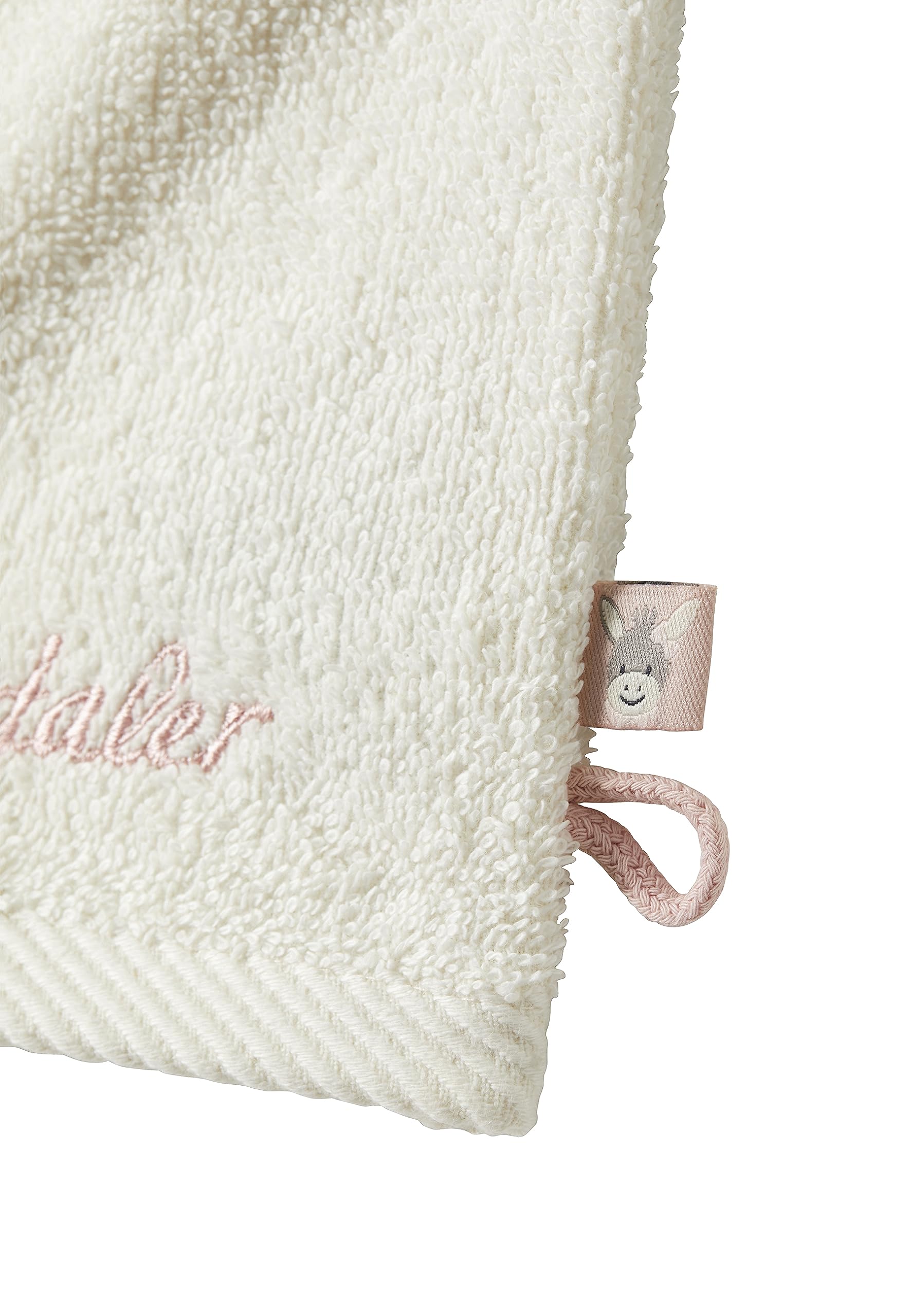 Emmi Girl Lot de 2 gants de toilette Motif âne Rose uni avec broderie et logo