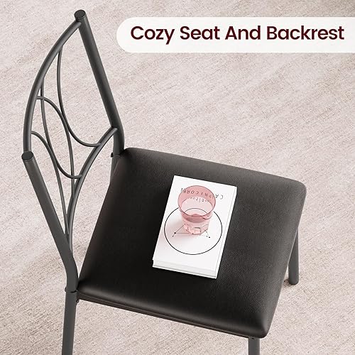 Miniatura 38 de Juego de mesa de comedor para 4, mesa de cocina compacta con 4 sillas tapizadas, juego de mesa de cocina de 5 piezas para espacios pequeños, Gris