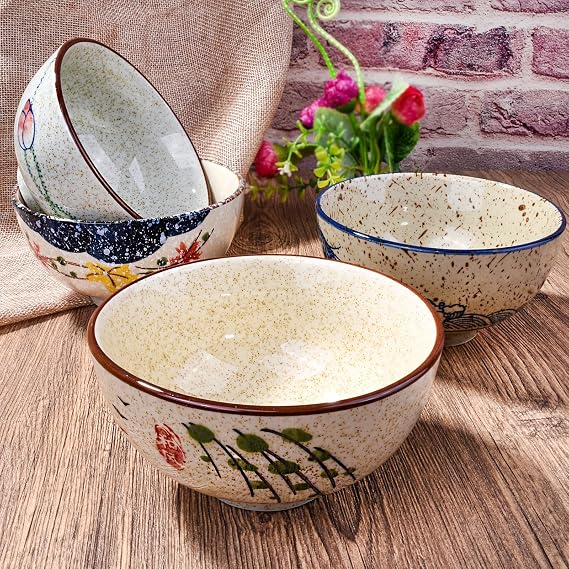 Japanese Retro Rice Bowl Set of 4, 4.5 Inch