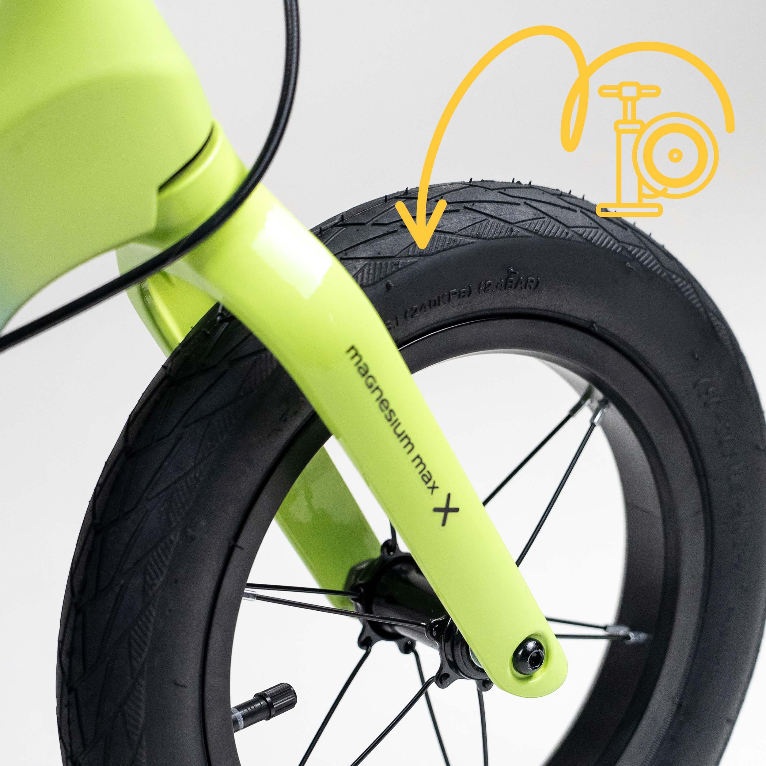 Cariboo Draisienne pour Enfants dès 2 Ans - Ultralégère 3,6 kg - Selle et Guidon Réglables - Cadre en Magnésium, Frein V-Brake - Charge Jusqu’à 30 kg - Magnesium Max Jaune Citron-Bleu