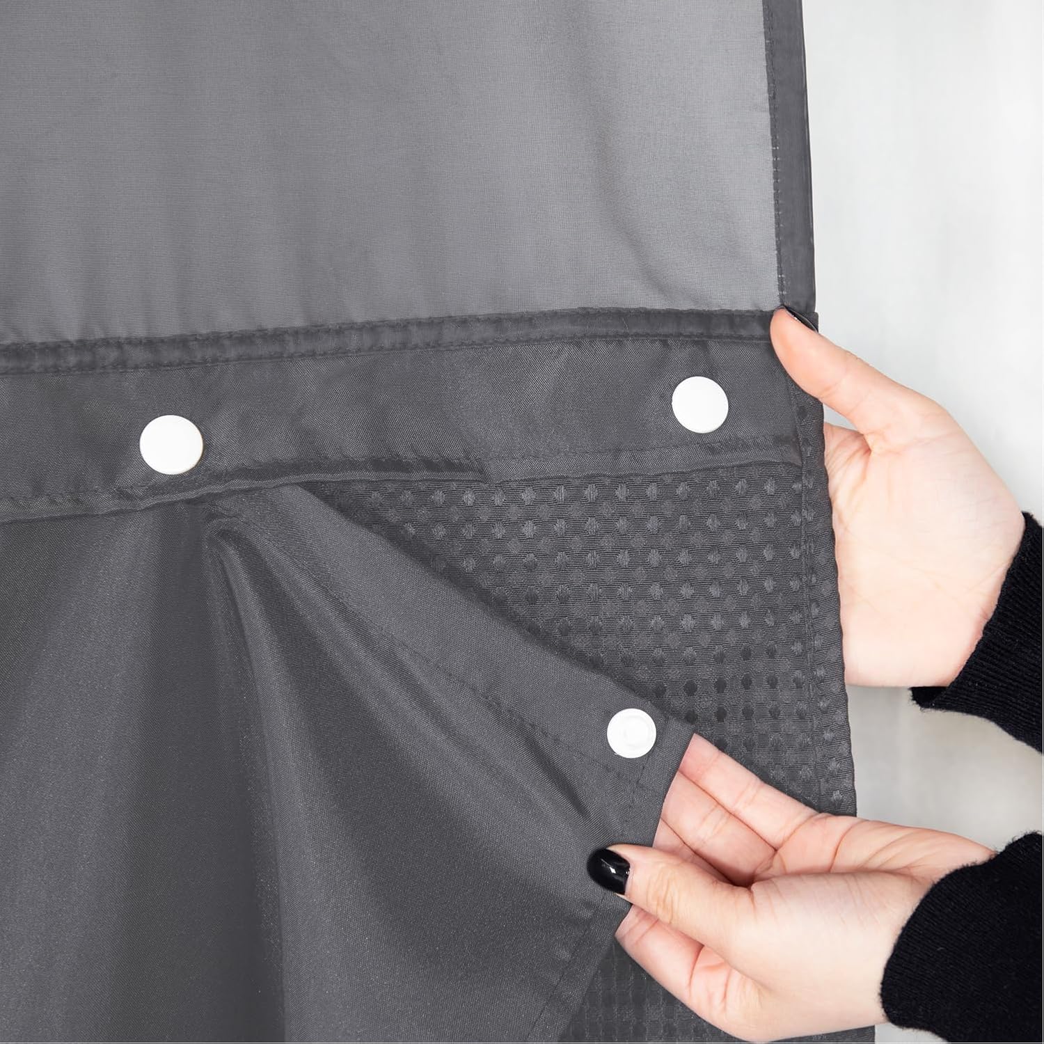 No Hook Tufted Shower Curtain and Liner Set,Grey,71" W*74" L