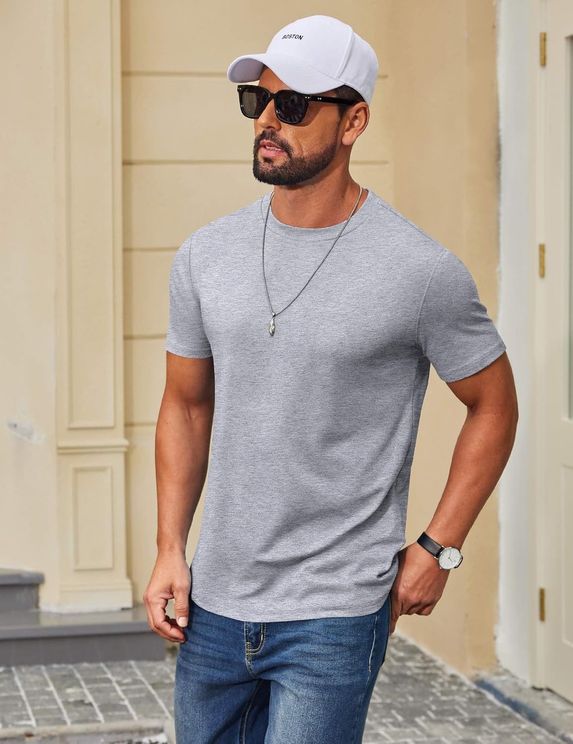 COOFANDY Men's T Shirt Short Sleeve Cotton Blend T-Shirts Crew Neck Casual Summer Basic Tee Shirts - Image 3