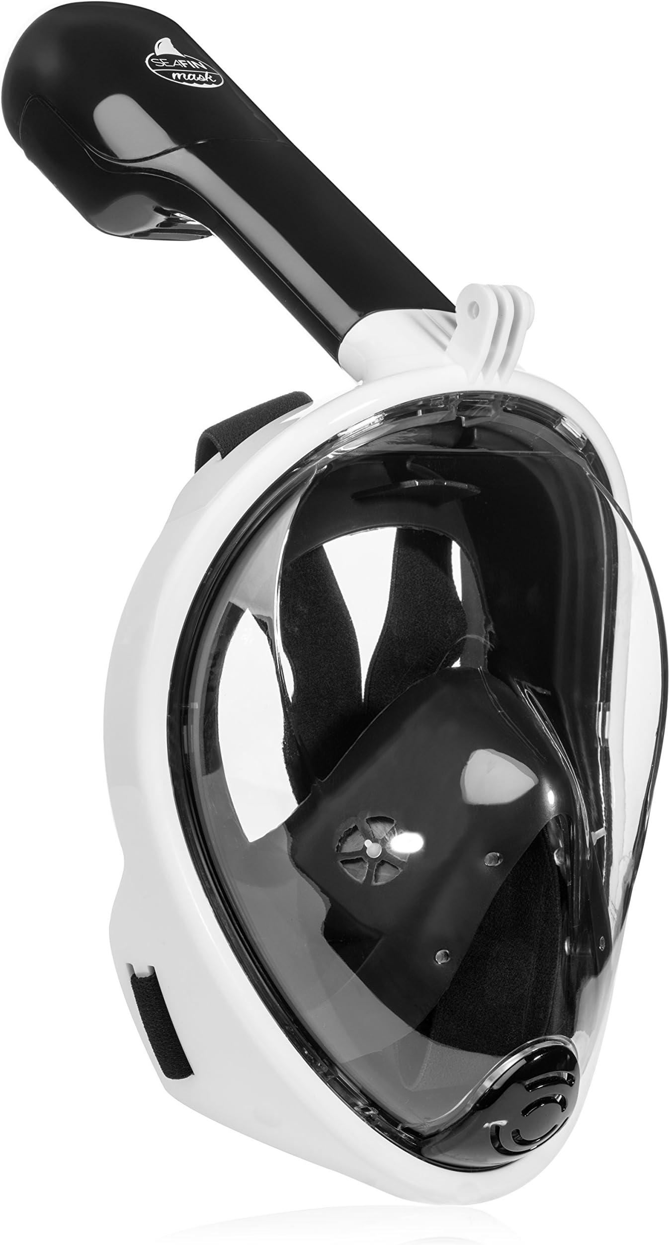 SeaFin Mask Full Face Snorkel Mask Technology. Anti-Fogging, Anti-Leaking. GoPro Edition. Adult & Youth. (L/XL) (White-Black GoPro)