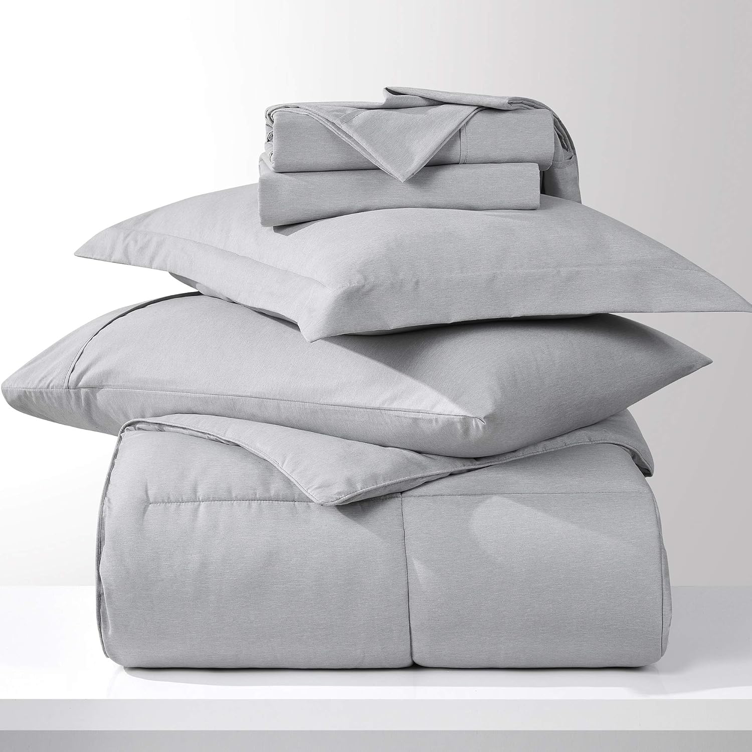 Bеѕt Quаlіtу 🔥 Umchord Grey Queen Comforter Set, 8 Pieces Bed in a Bag, Cationic Dyeing Bedding Sets, Lightweight All Season Down Alternative Comforter Set for Queen Bed (Queen, 88x88 inches, Grey)