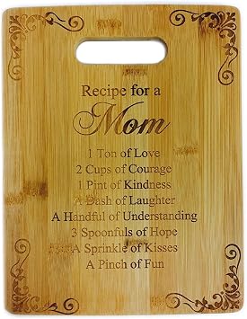 Recipe for a Mom Cute Funny Laser Engraved Bamboo Cutting Board