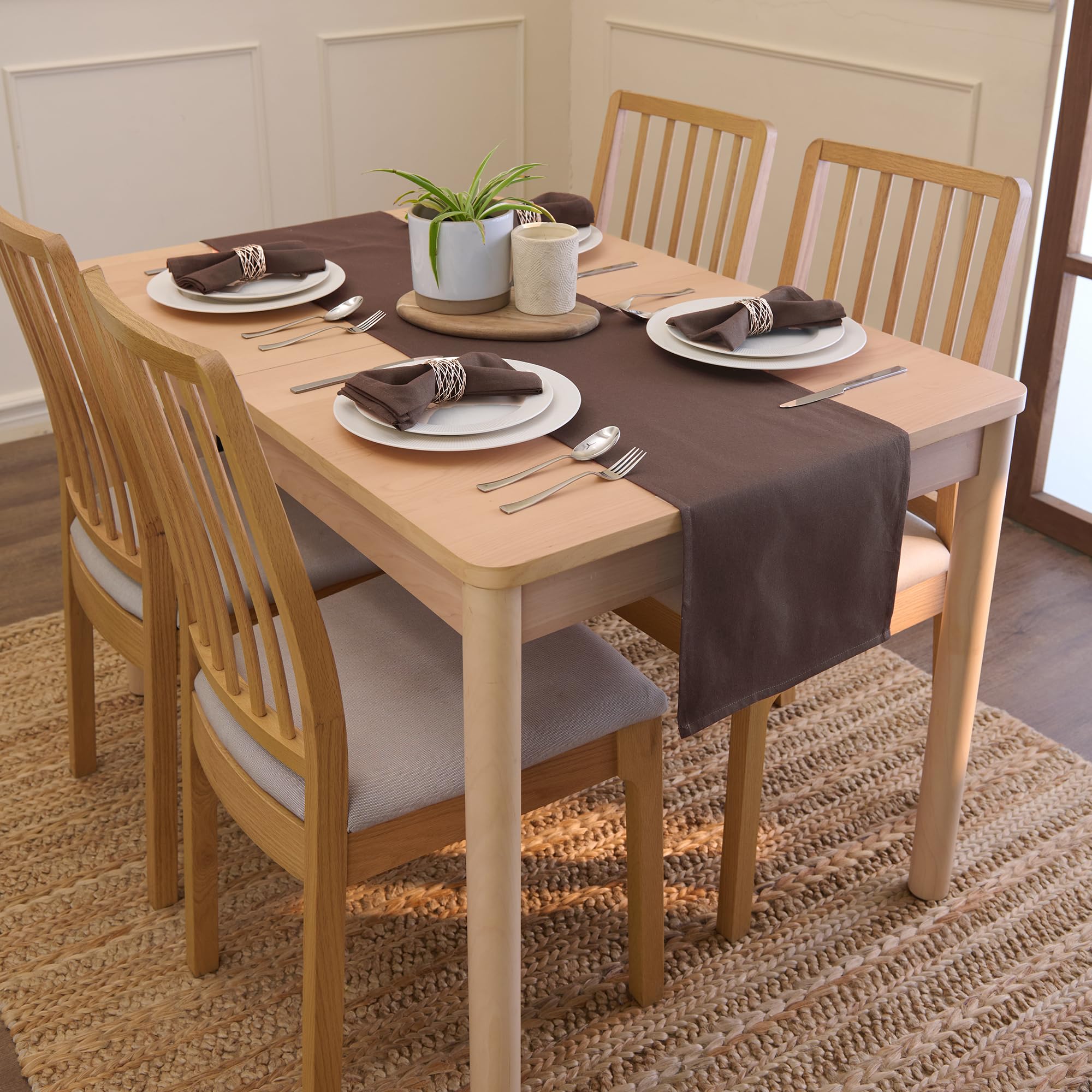 Encasa XO Table Runner 13x72 in Long, Dark Taupe, 32x183 cm - Image 2