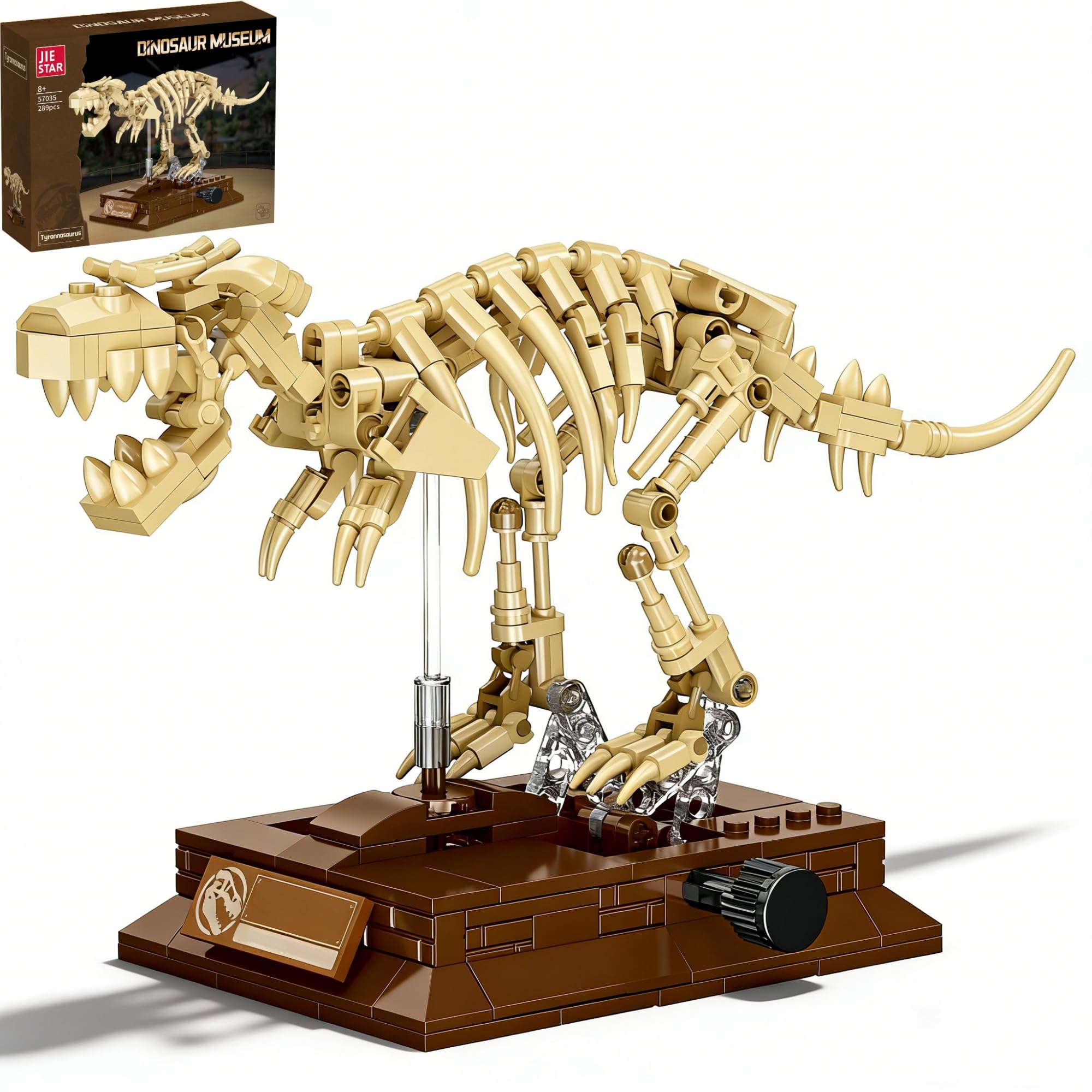 DrmBeyd Skeleton Dinosaur Building Blocks Set, T-Rex Fossils Dino Model Building Kit with Mechanical Linkage Func, Ideas Dinosaur Skeleton Gifts for Fossils Lovers & Décor (289 PCS)