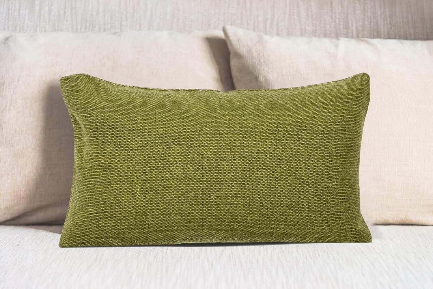 Creative Co-Op Woven Canvas Lumbar Pillow Decorative Pillow Cover, 12" x 20", Sage Green