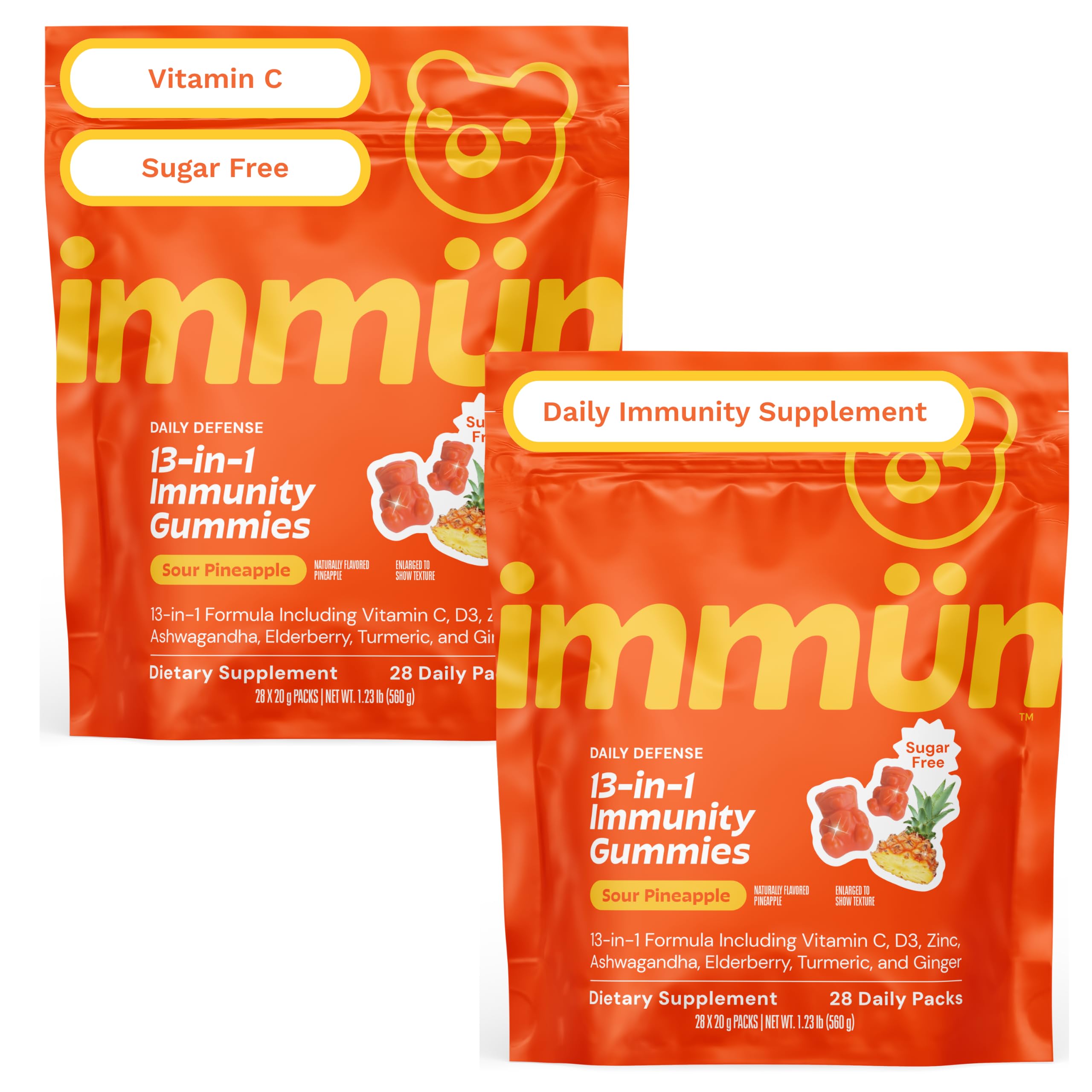 Grüns Immün 13-in-1 Immunity Support Supplement Gummies, Sugar Free 2x28 Sugar-Free 28 Count (Pack of 2)
