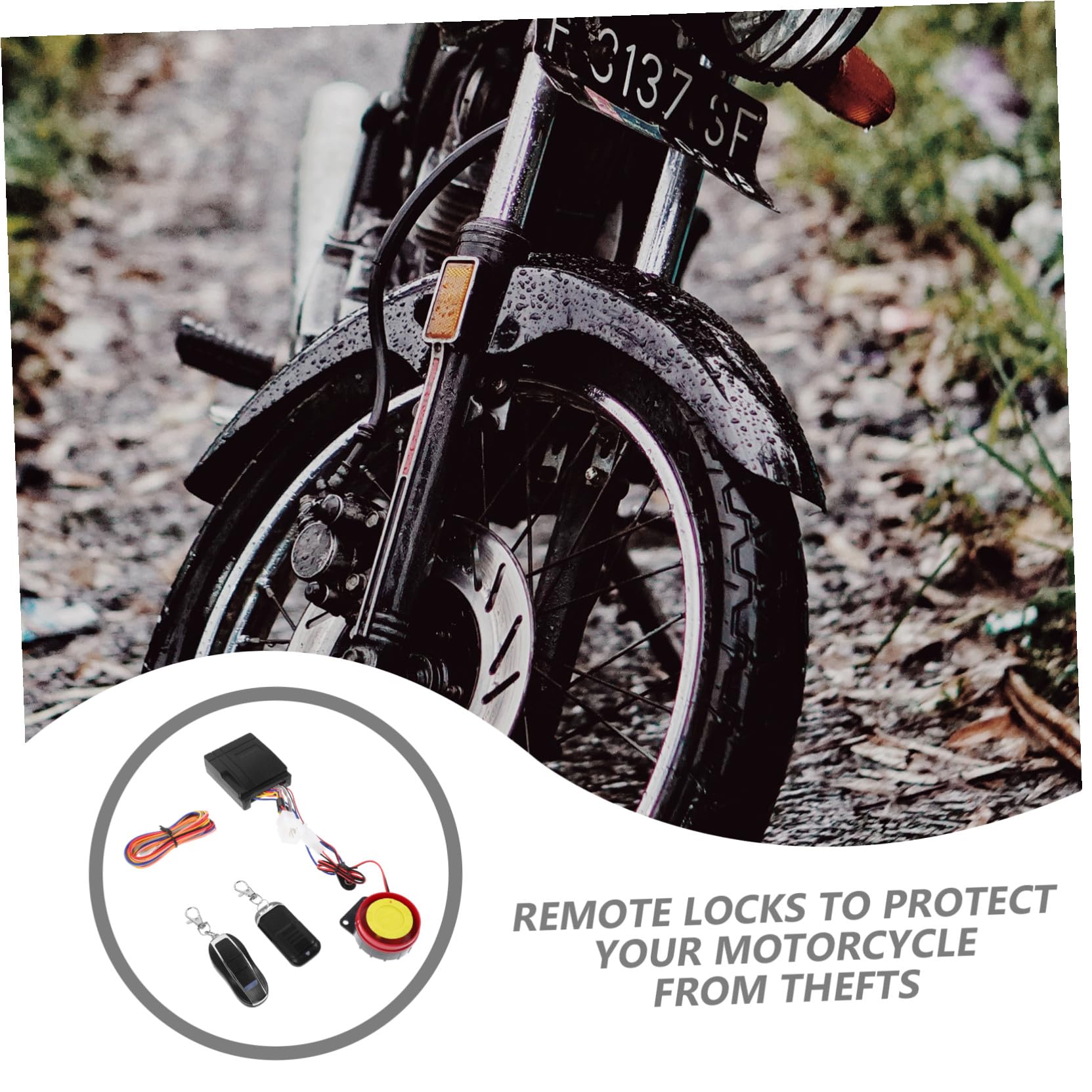 Kit Completo di Allarme Antifurto per Moto con Avviamento Remoto Telecomandi Inclusi Rilevamento Vibrazione e Blocco Remoto per Protezione Ottimale
