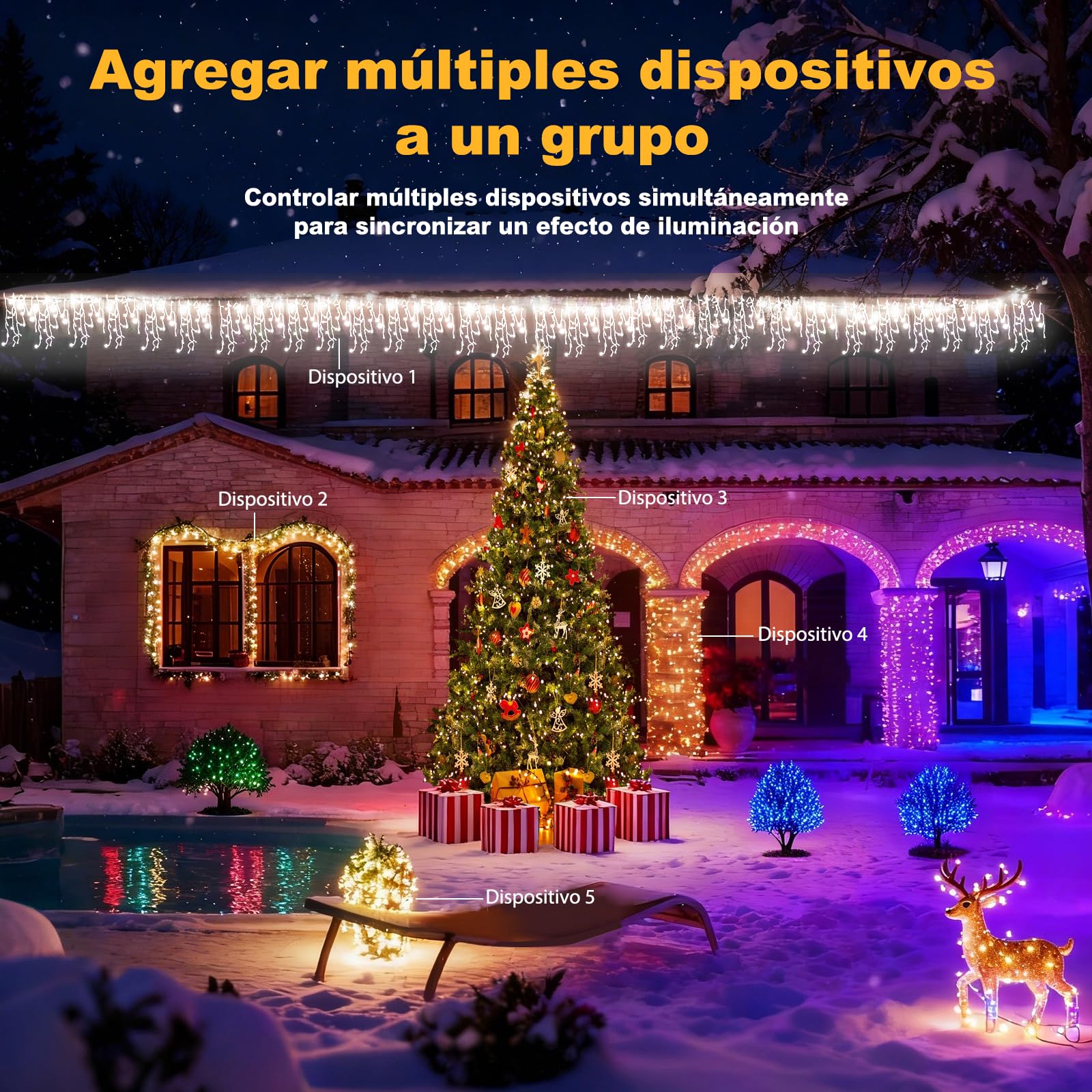 Luces Navidad Exterior, Cortina Luces Exterior Blanco Cálido y Fría, Luz Navidad con Control Remoto y APP, 17 Modos+4 Brillos+Temporizador, Decoracion para Christmas (30M-1200L,C/F)