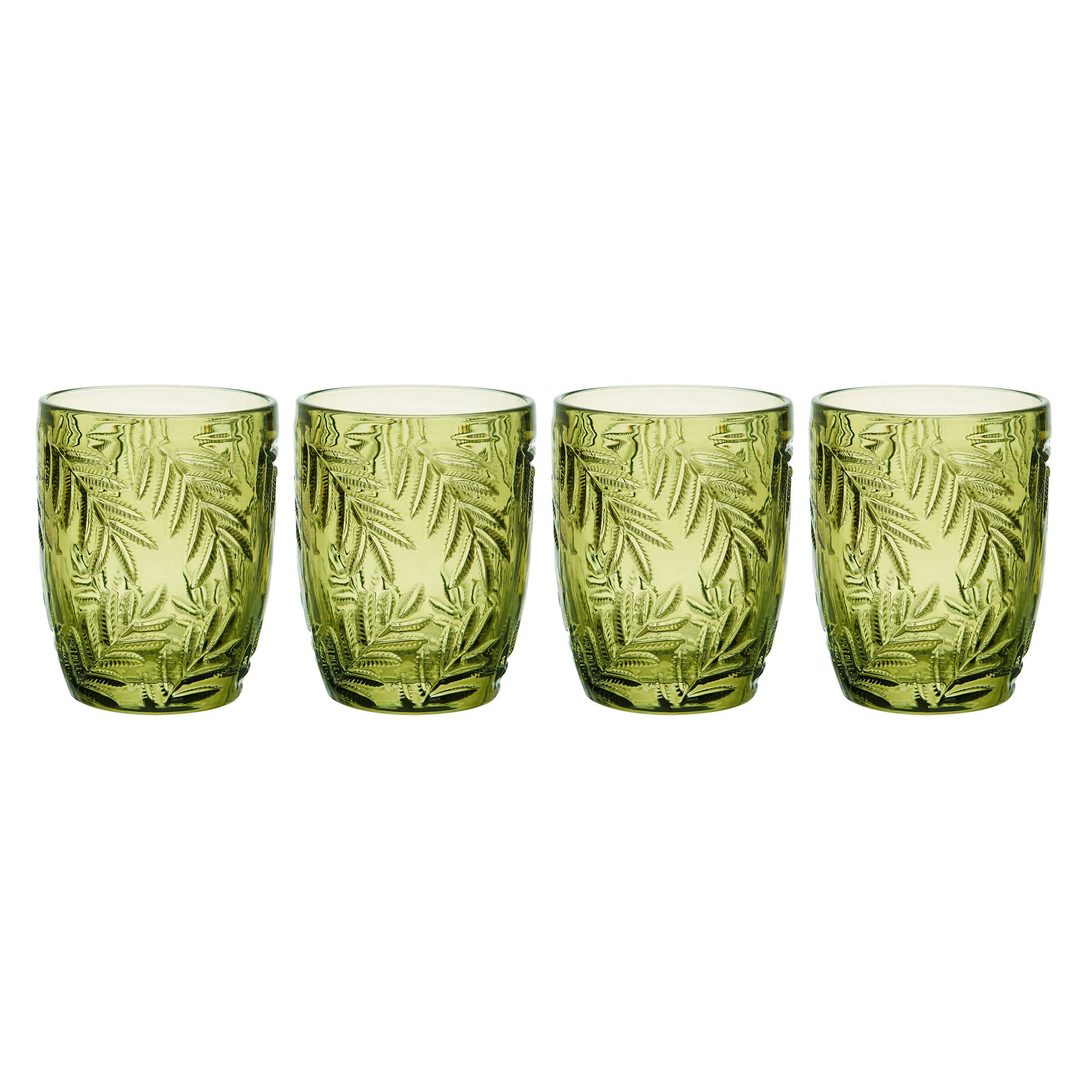 Fitz and FloydVilla Palm Rocks Double Old Fashioned, Set of 4, Green