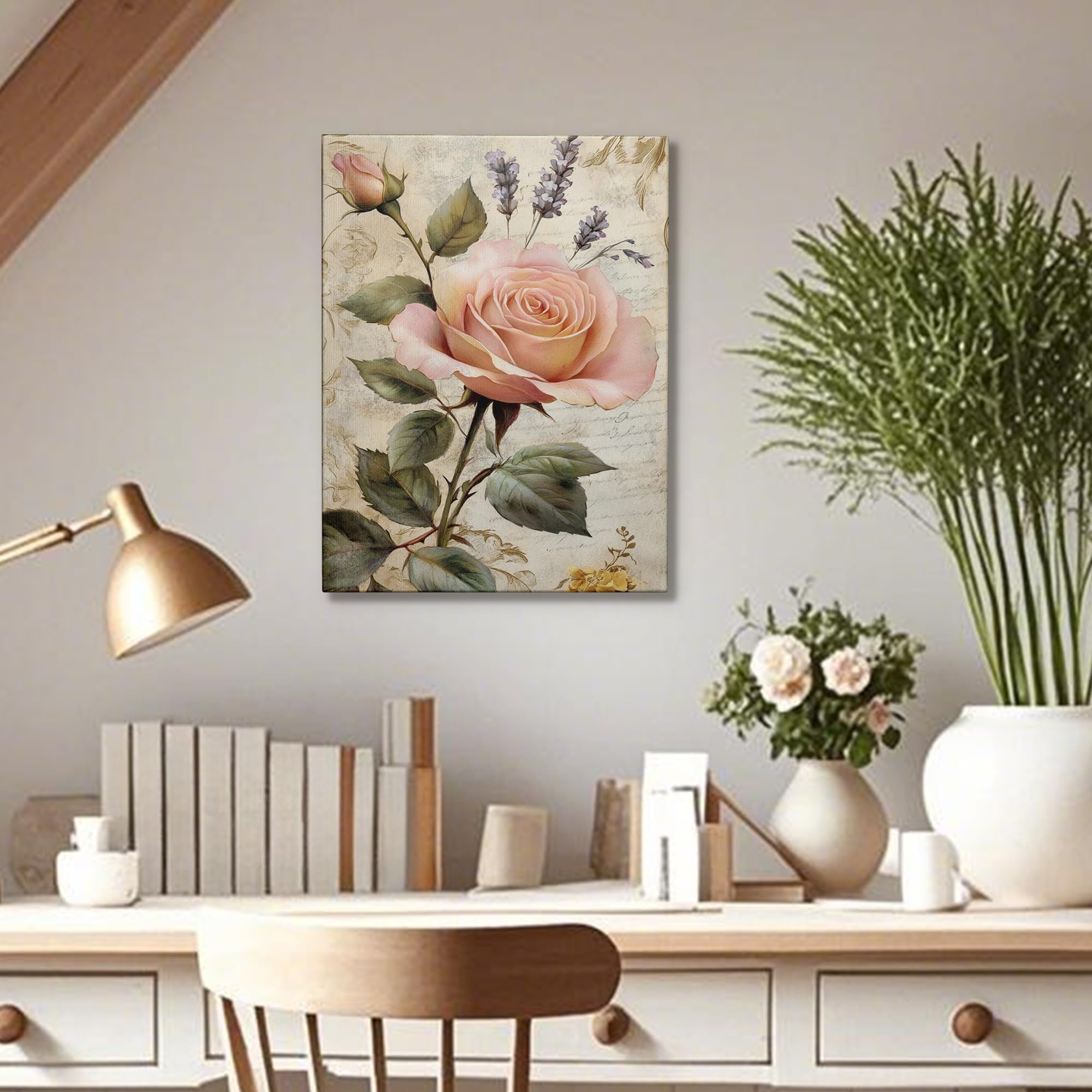 Amazon.com: Floral Rose Canvas Wall Art, Soft Peach Flower Poster