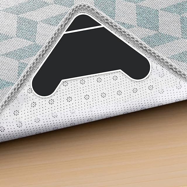 Rugs Grippers, Non Slip Dual Sided Rug Pads Grippers for Hardwood Floors and Tiles, Reusable Washable Adhesive Carpet Rug Tape for Area Rugs(Black)