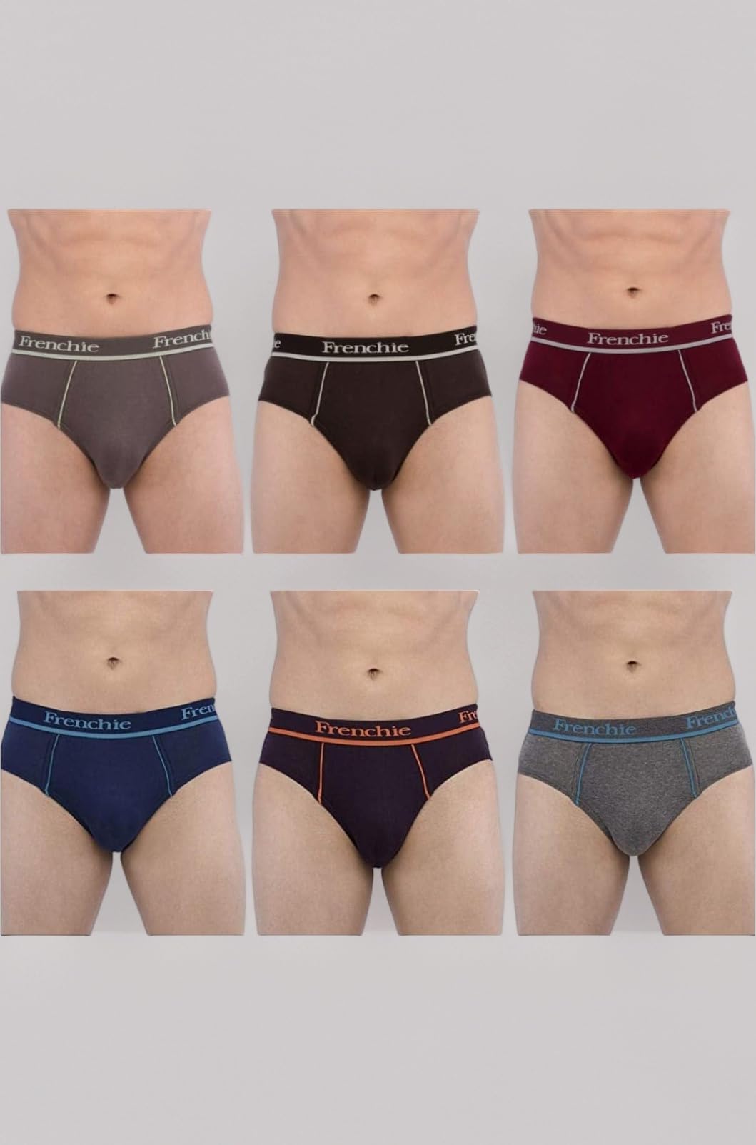 Men's Cotton Frenchie Pro Outer Elastic Brief Pack Of 6 (Print May Vary)