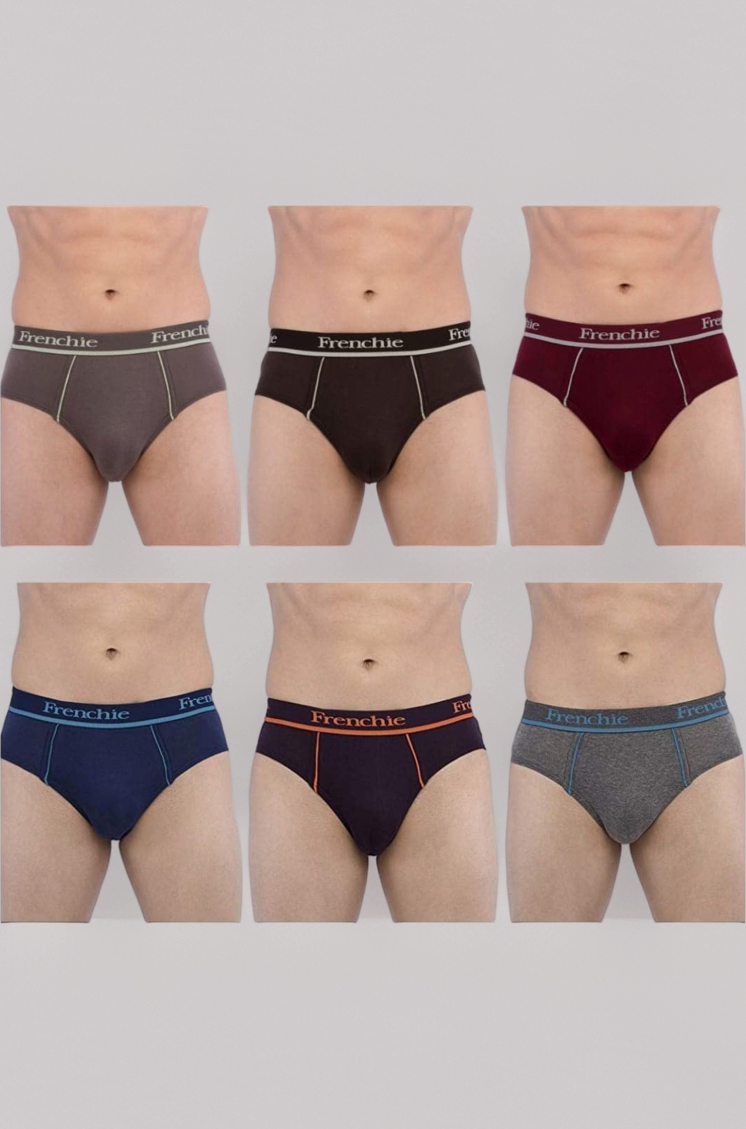 Men's Cotton Frenchie Pro Outer Elastic Brief Pack Of 6 (Print May Vary)