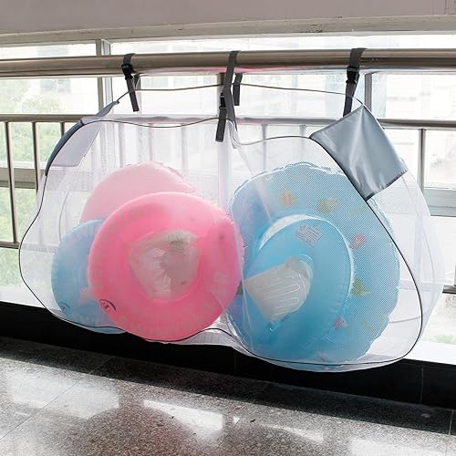 Miniatura 4 de Bolsa de almacenamiento para flotador de piscina, organizador de malla plegable ajustable para colgar en la piscina, bolsa de almacenamiento de