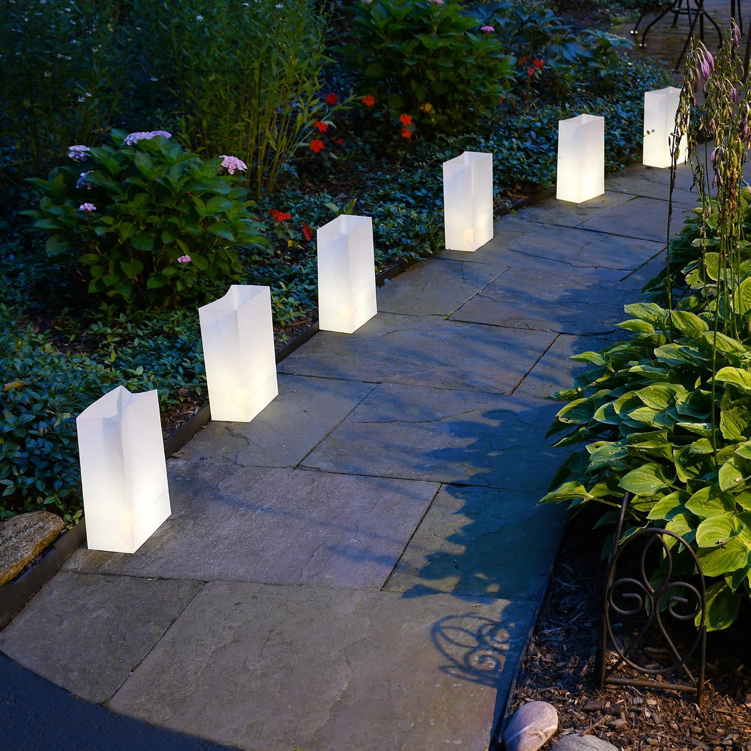 LumaBase Battery Operated Luminaria Kit, White - Set of 6
