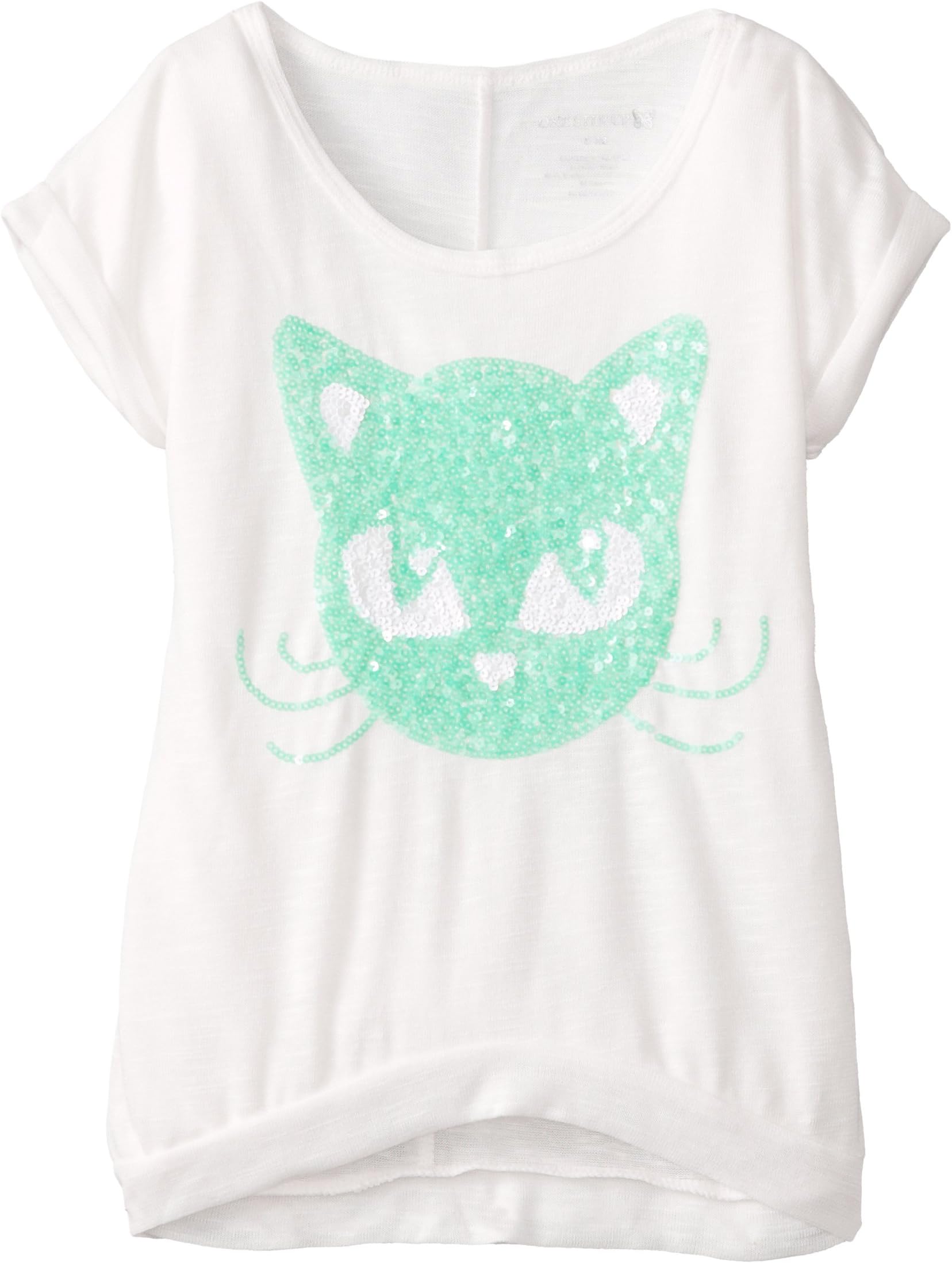 One Step Up Big Girls' Lightweight Sweater with Sequin Kitty